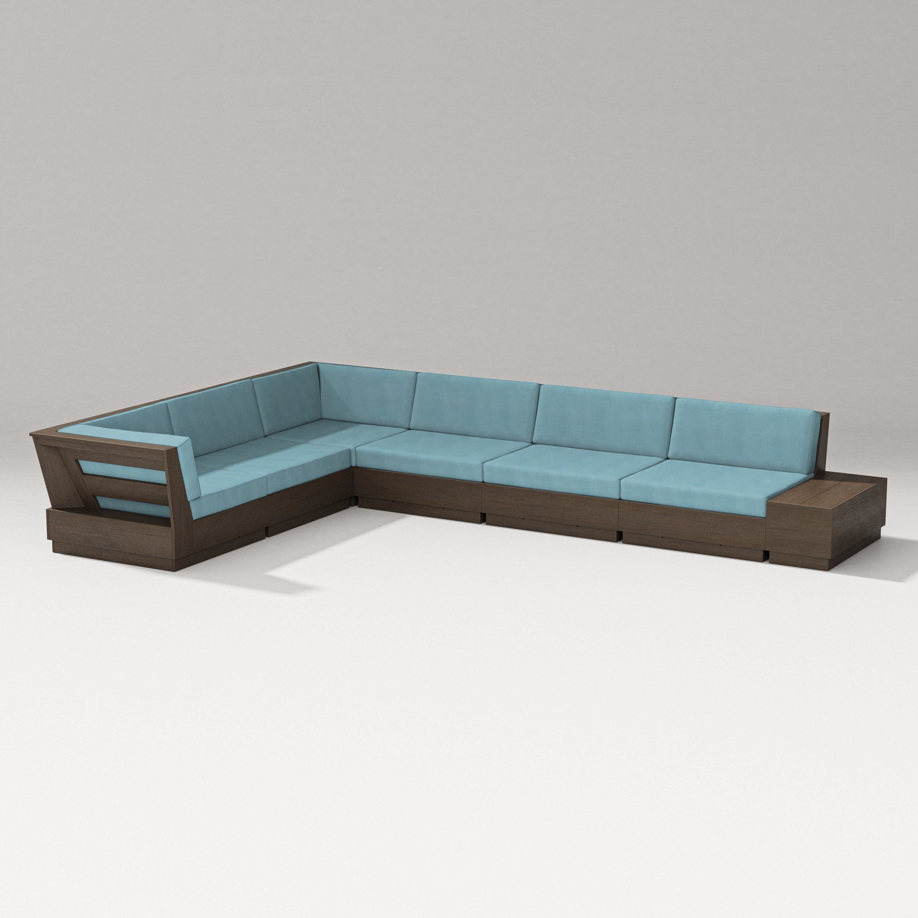 PW Designer Series Elevate 7-Piece Corner Sectional in Kona / Lattice Sky Blue