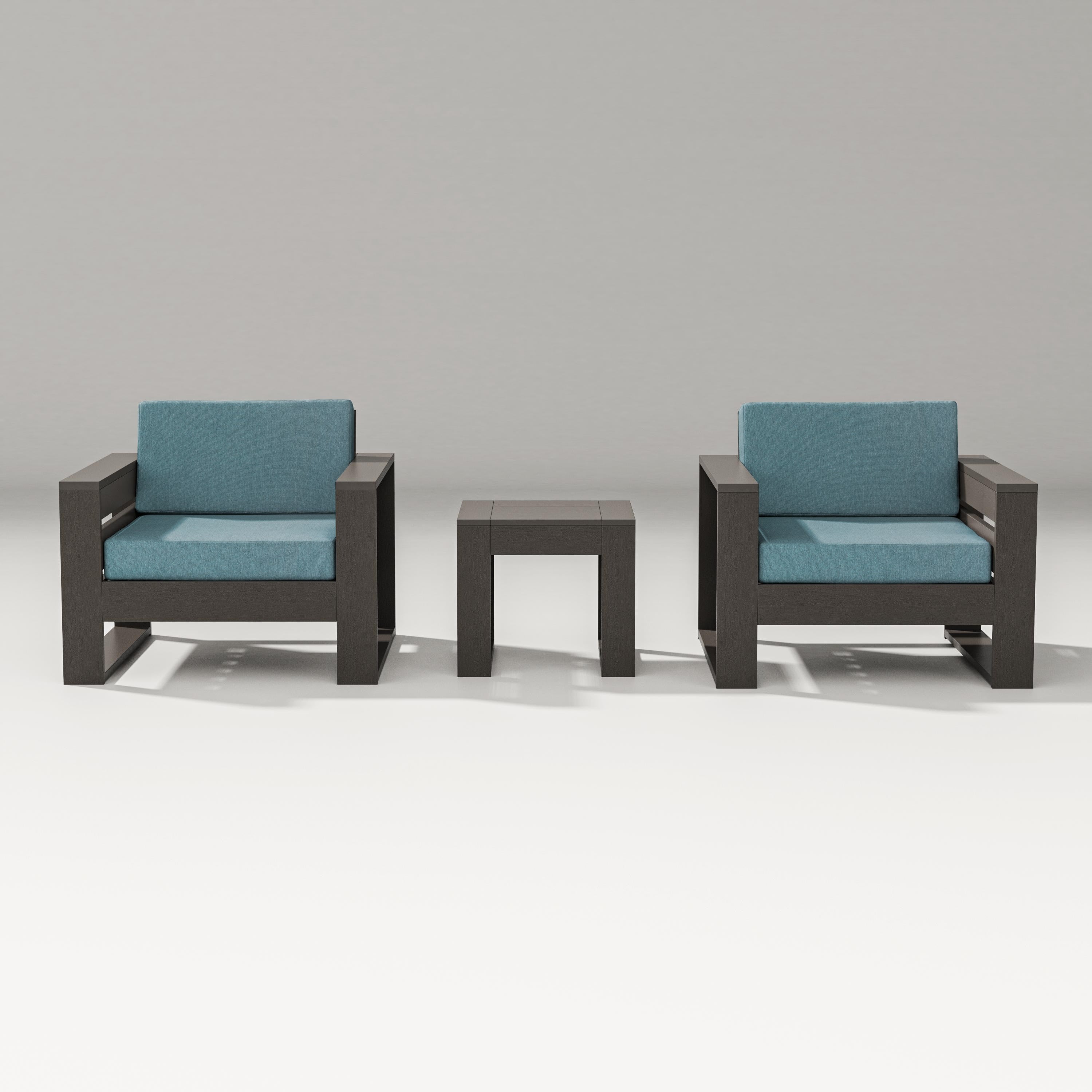 PW Designer Series Latitude 3-Piece Lounge Chair Set in Vintage Coffee / Ocean Teal
