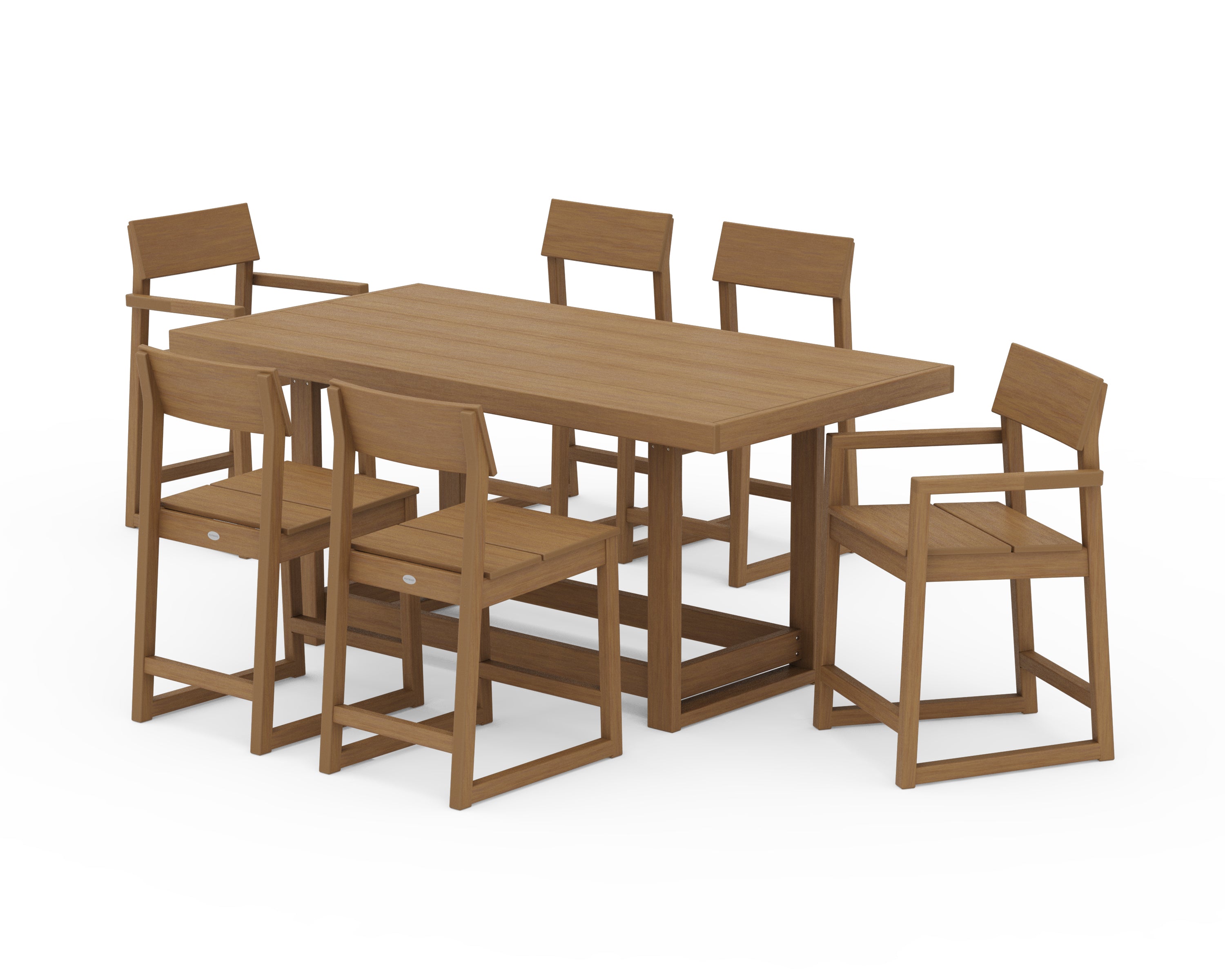POLYWOOD EDGE 7-Piece Counter Table Set in Natural