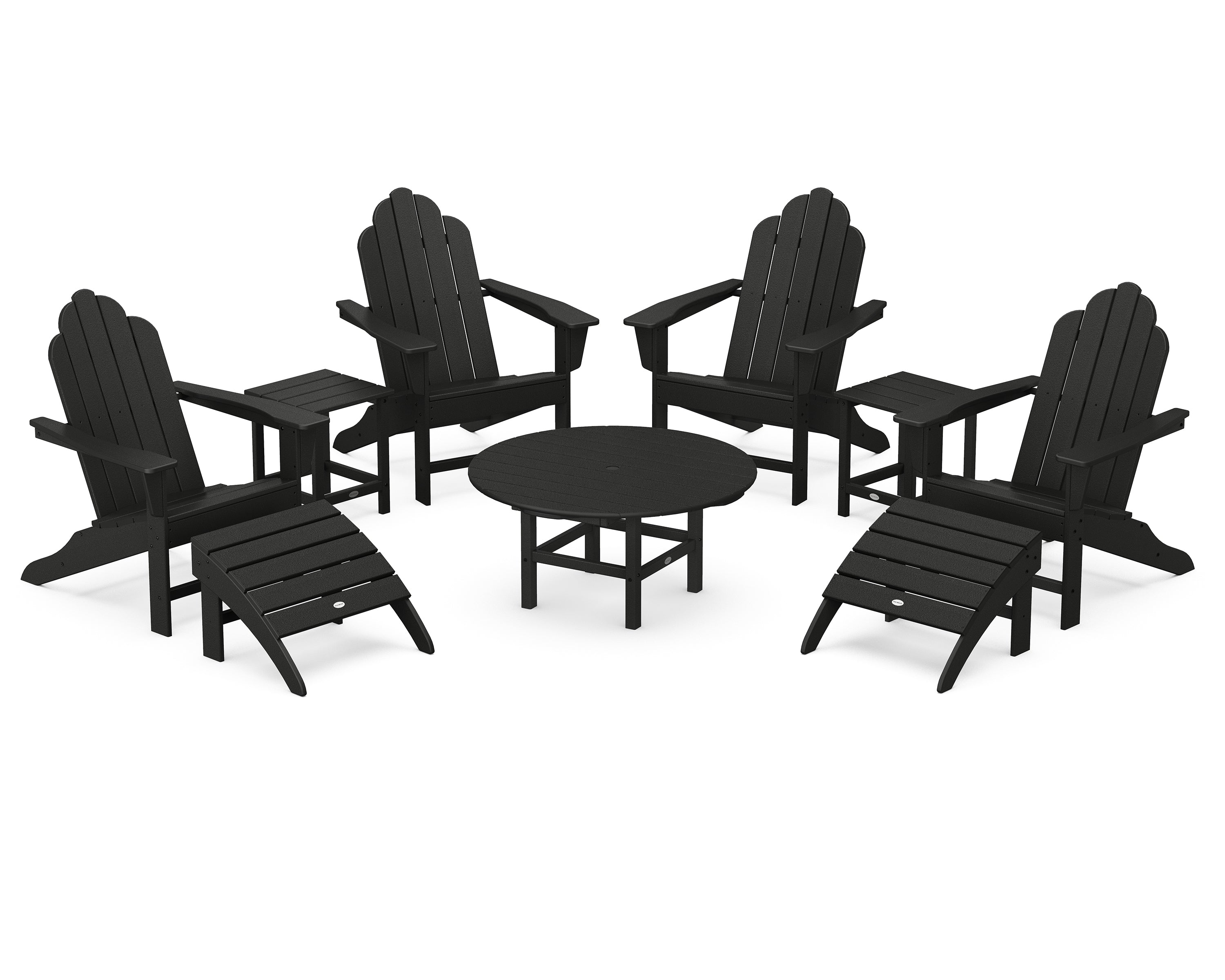 POLYWOOD® Long Island Adirondack 9-Piece Conversation Group in Black