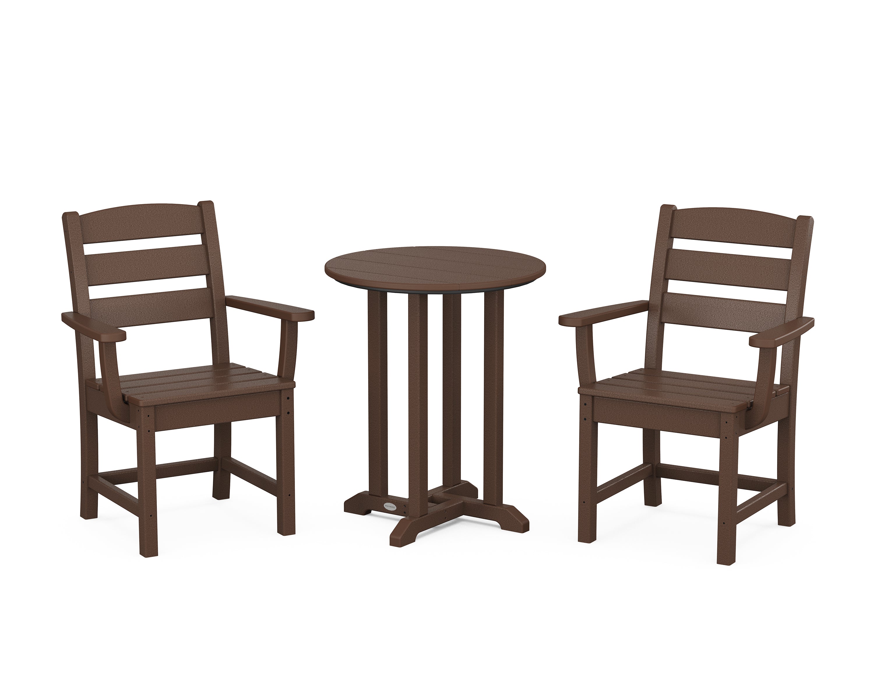 POLYWOOD Lakeside 3-Piece Round Bistro Dining Set in Mahogany