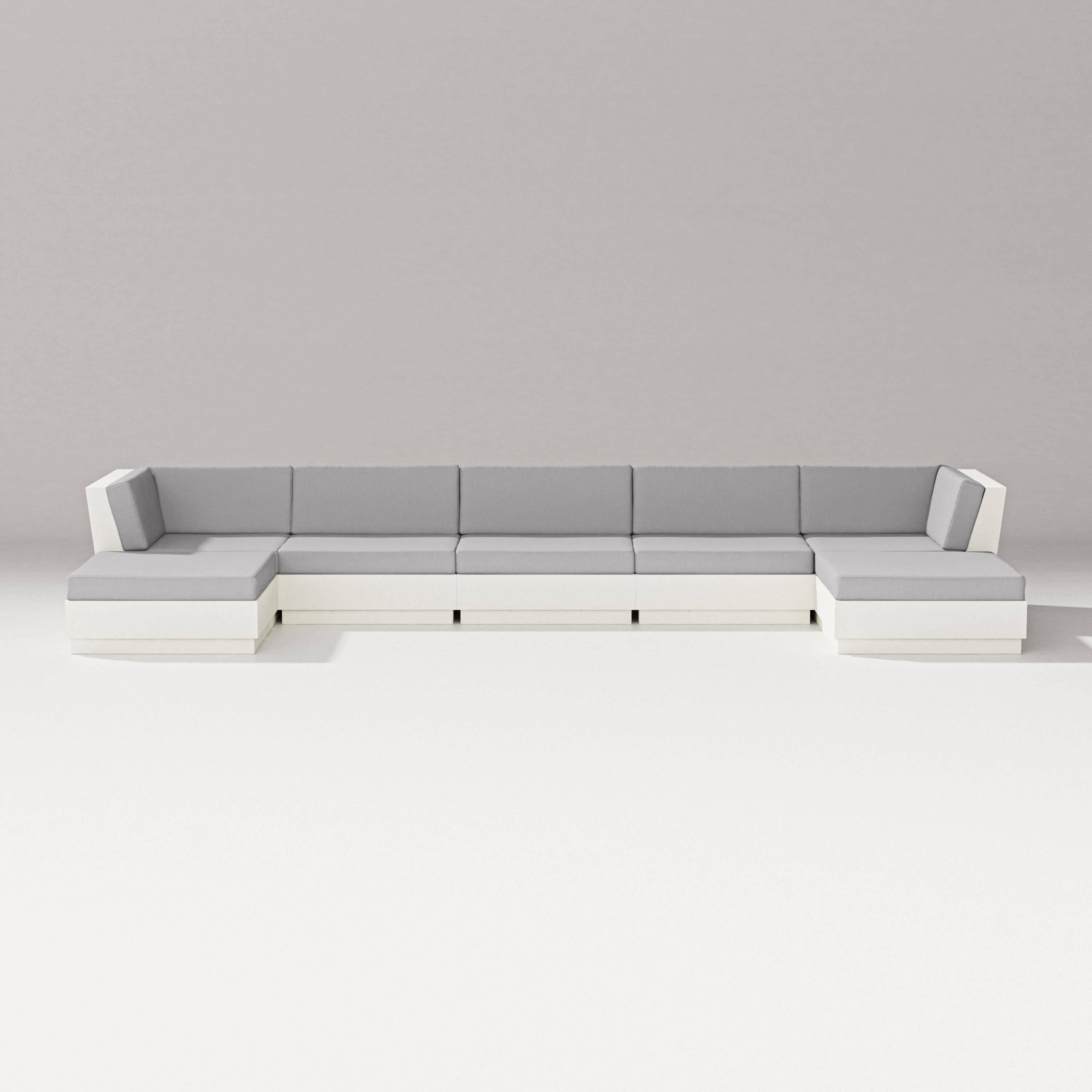 PW Designer Series Elevate 7-Piece Double Chaise Sectional in Vintage White / Granite