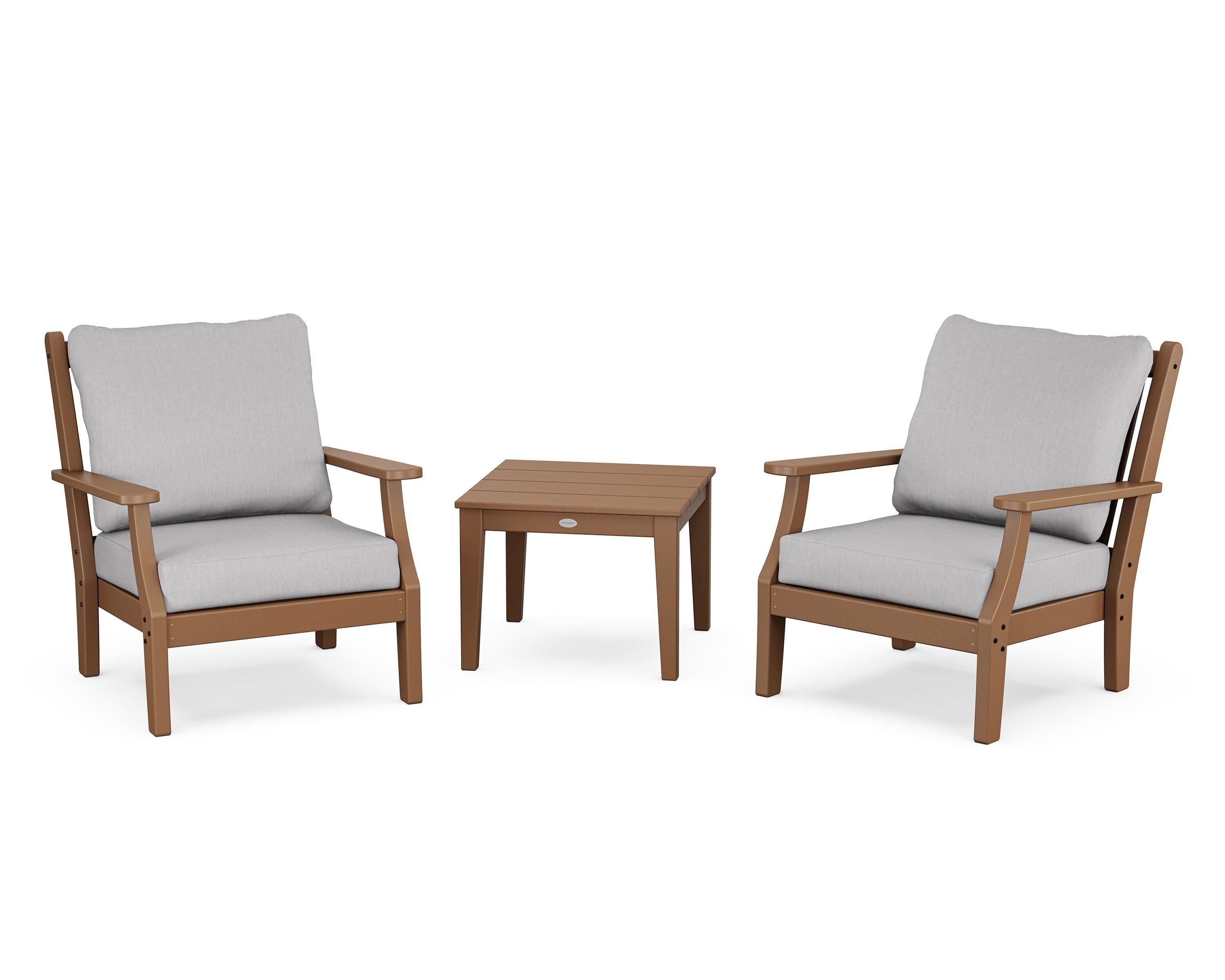 Country Living Wovendale 3-Piece Deep Seating Set in Teak / Granite