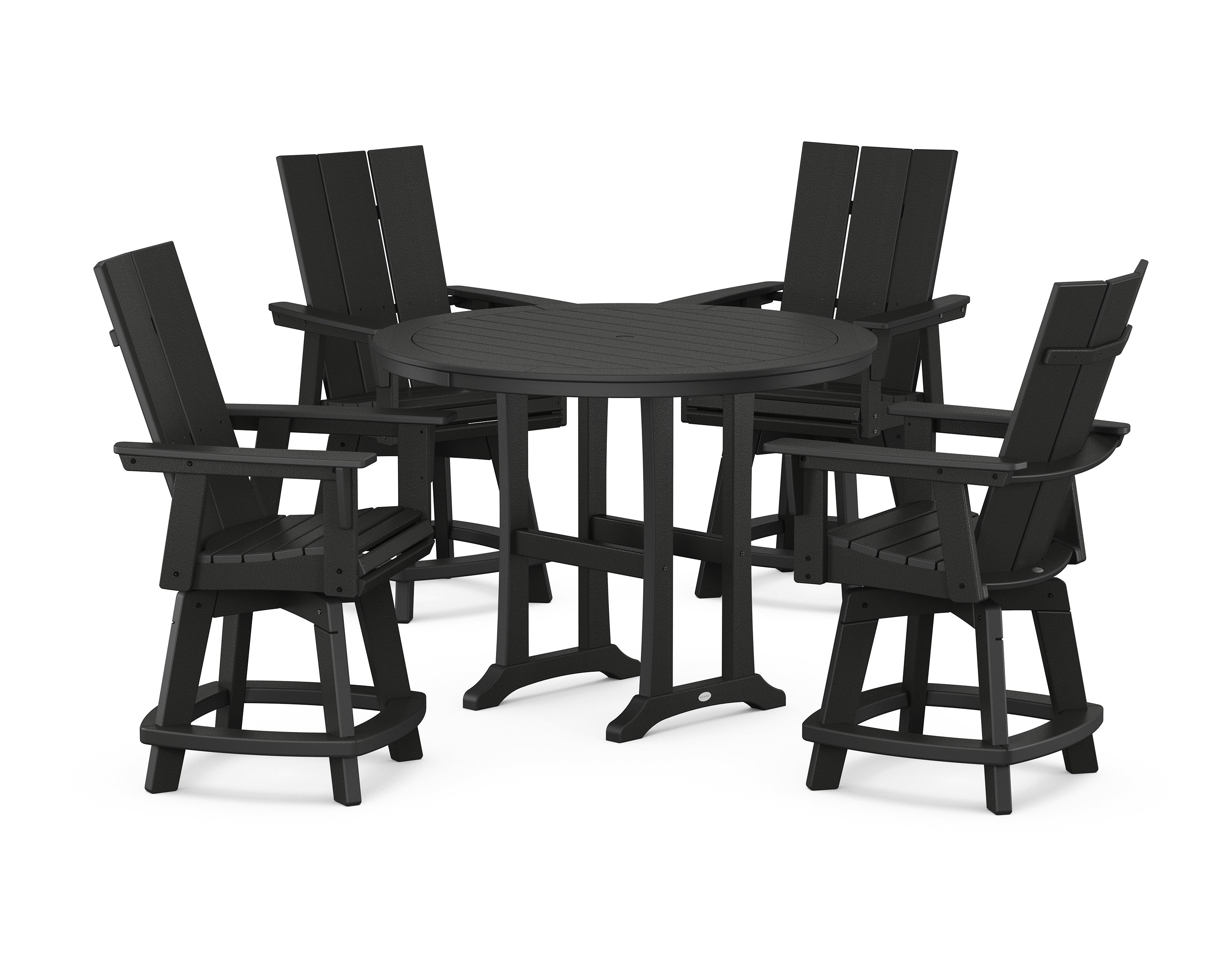 POLYWOOD® 5-Piece Modern Swivel Counter Set in Black