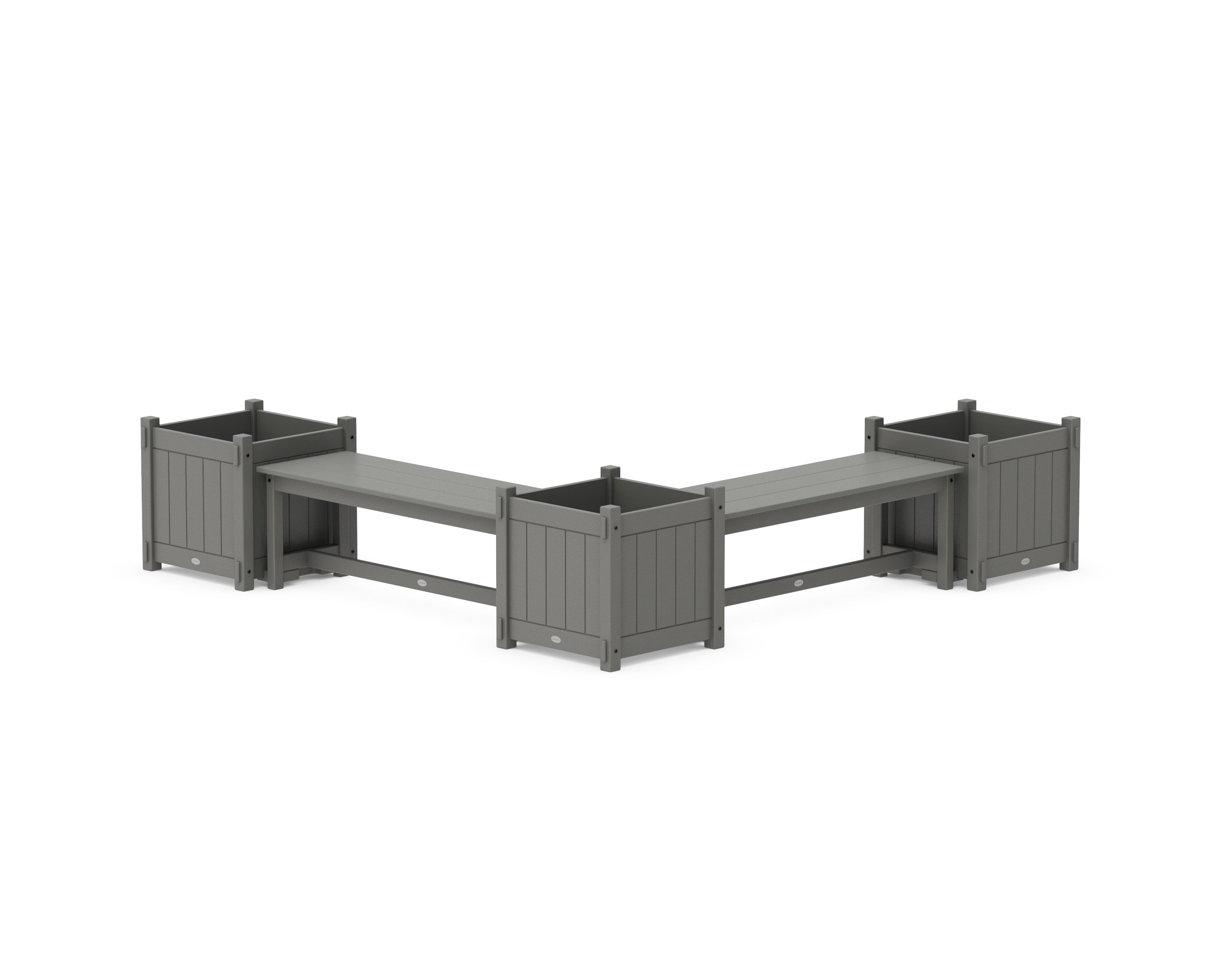 POLYWOOD 48" Vineyard L- Shaped Planter Bench Corner Set - Large in Slate Grey