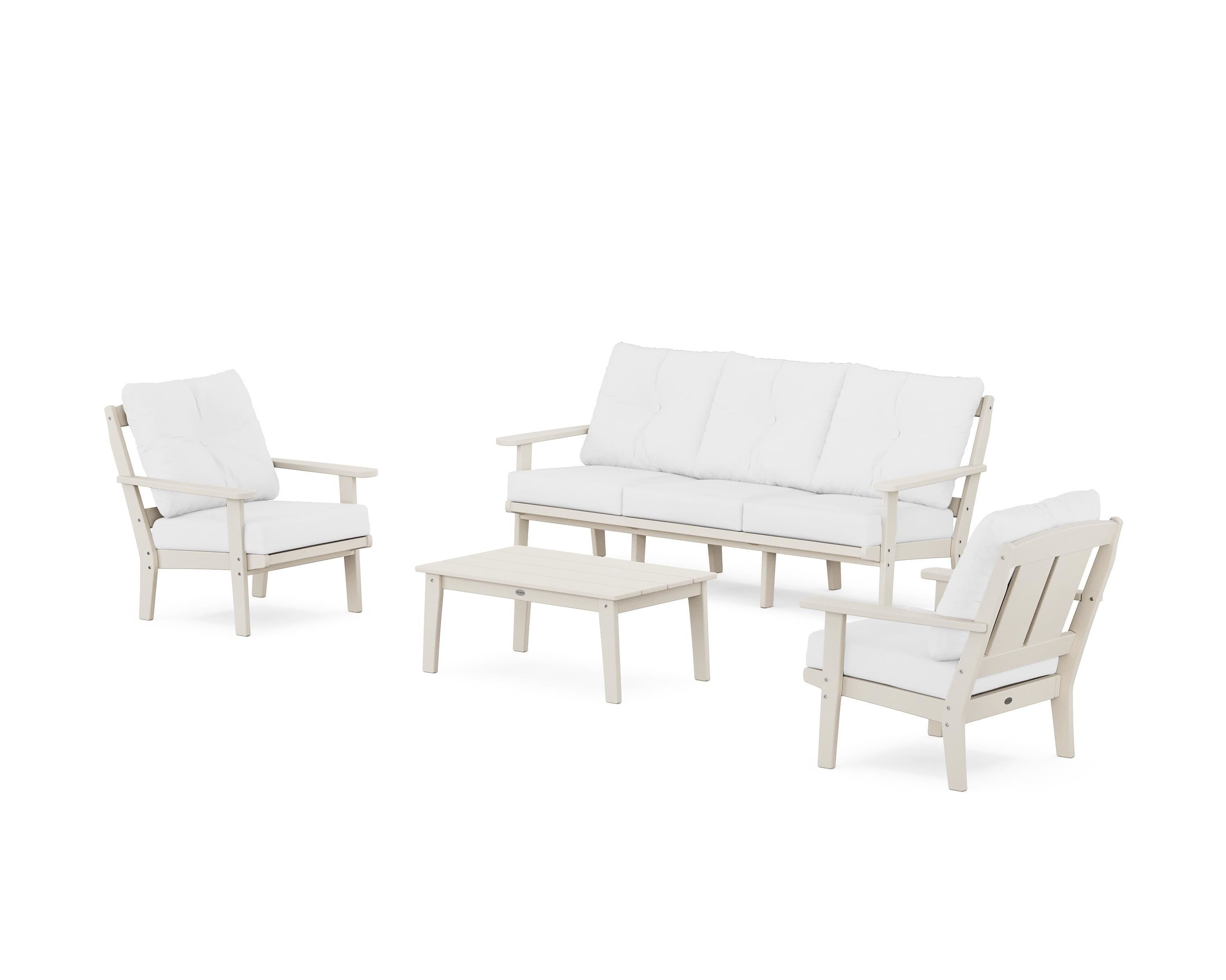 POLYWOOD Mission 4-Piece Deep Seating Set with Sofa in Sand / Natural