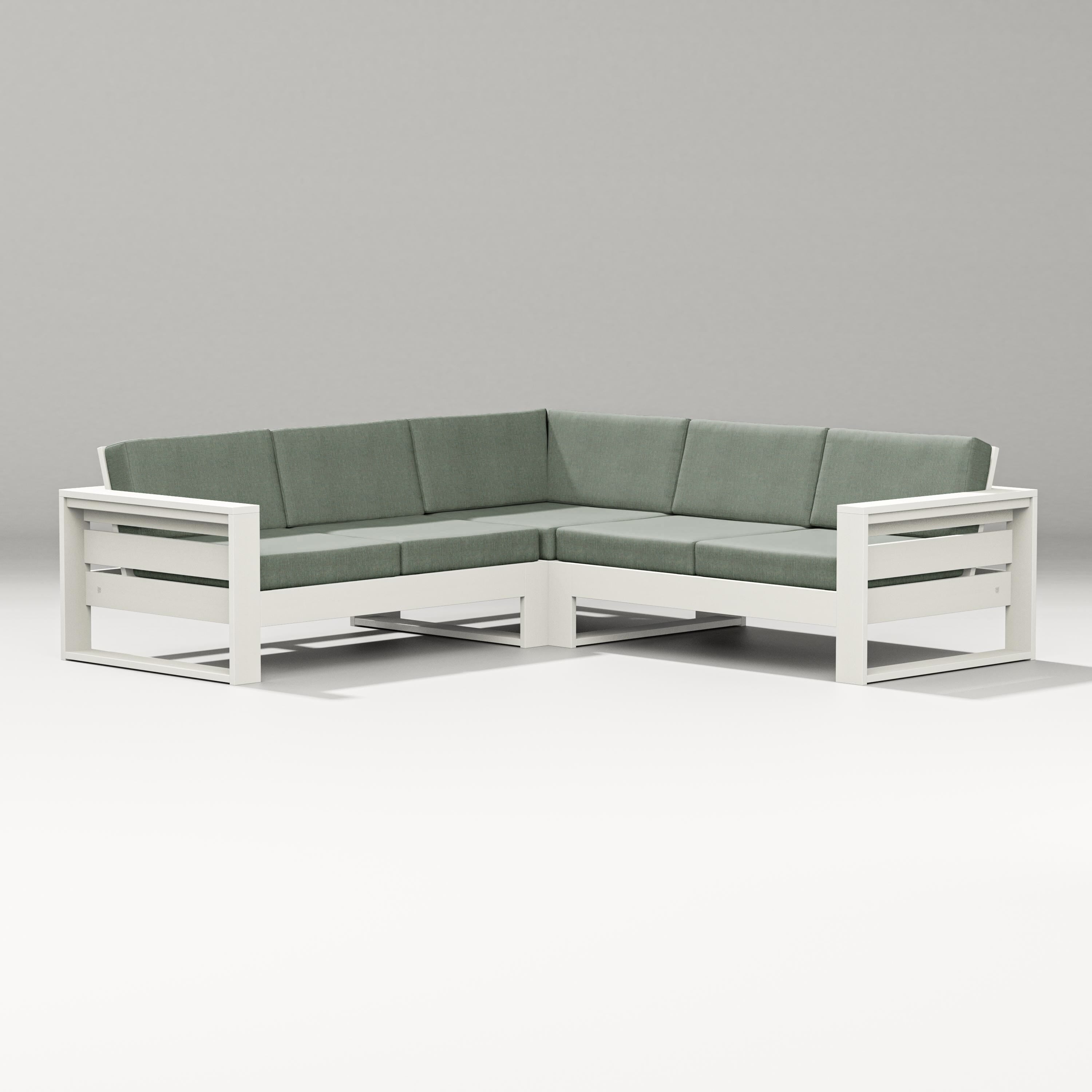 PW Designer Series Latitude Corner Sectional in Vintage White / Cast Sage