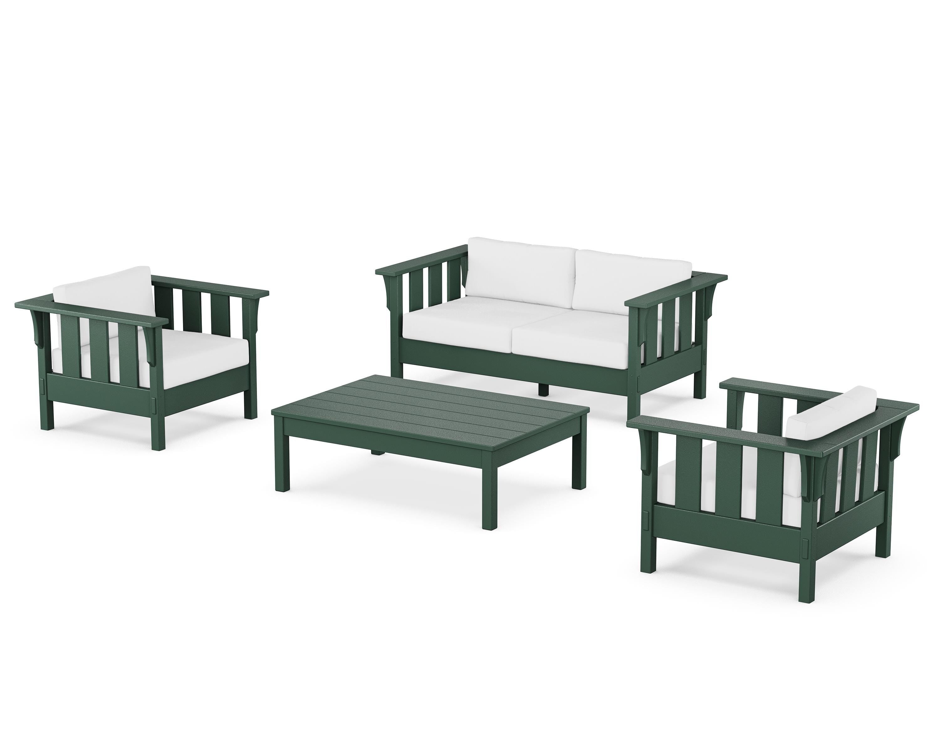 Martha Stewart by POLYWOOD Acadia 4-Piece Deep Seating Set with Loveseat in Green / Natural