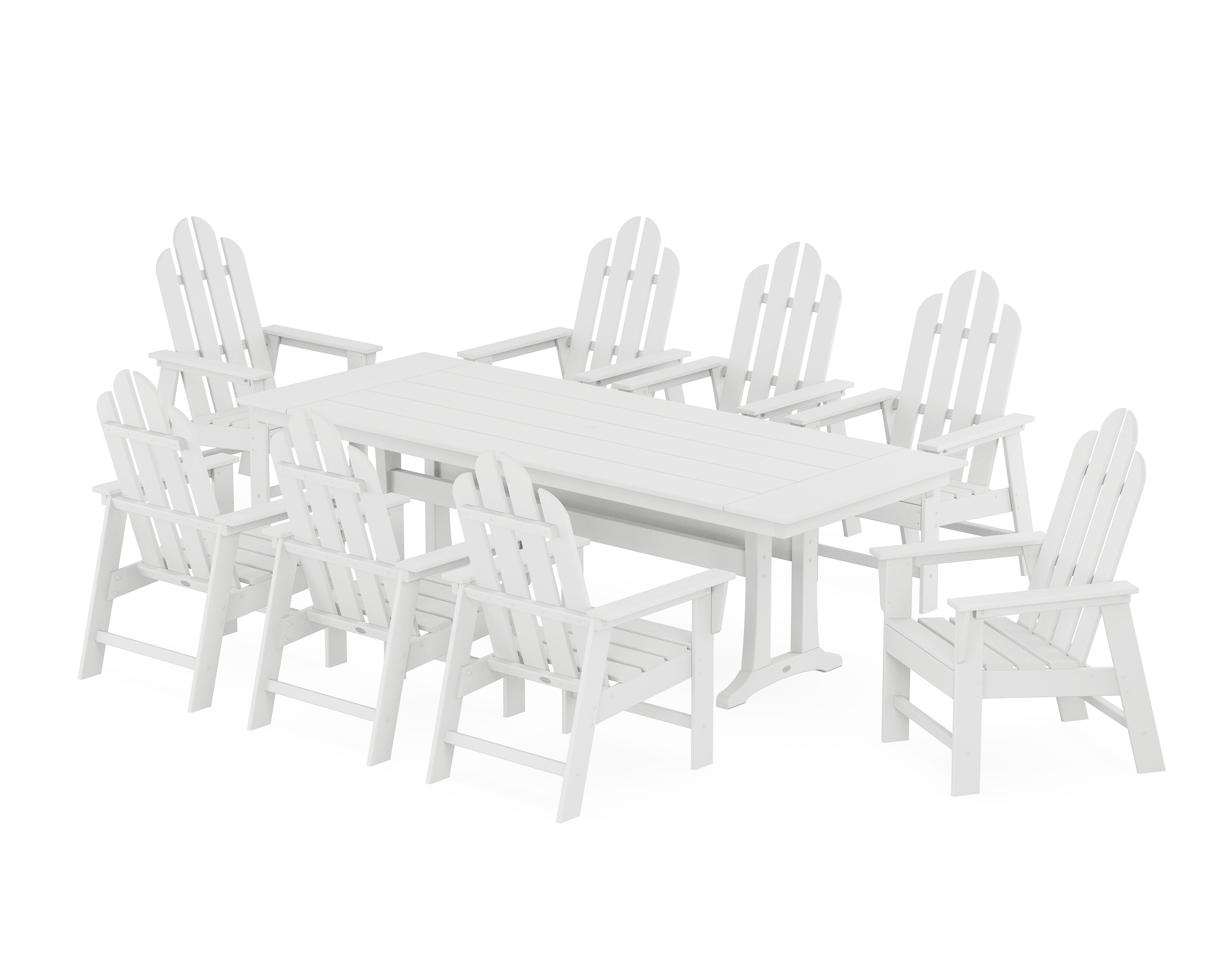 POLYWOOD® Long Island 9-Piece Farmhouse Dining Set with Trestle Legs in White
