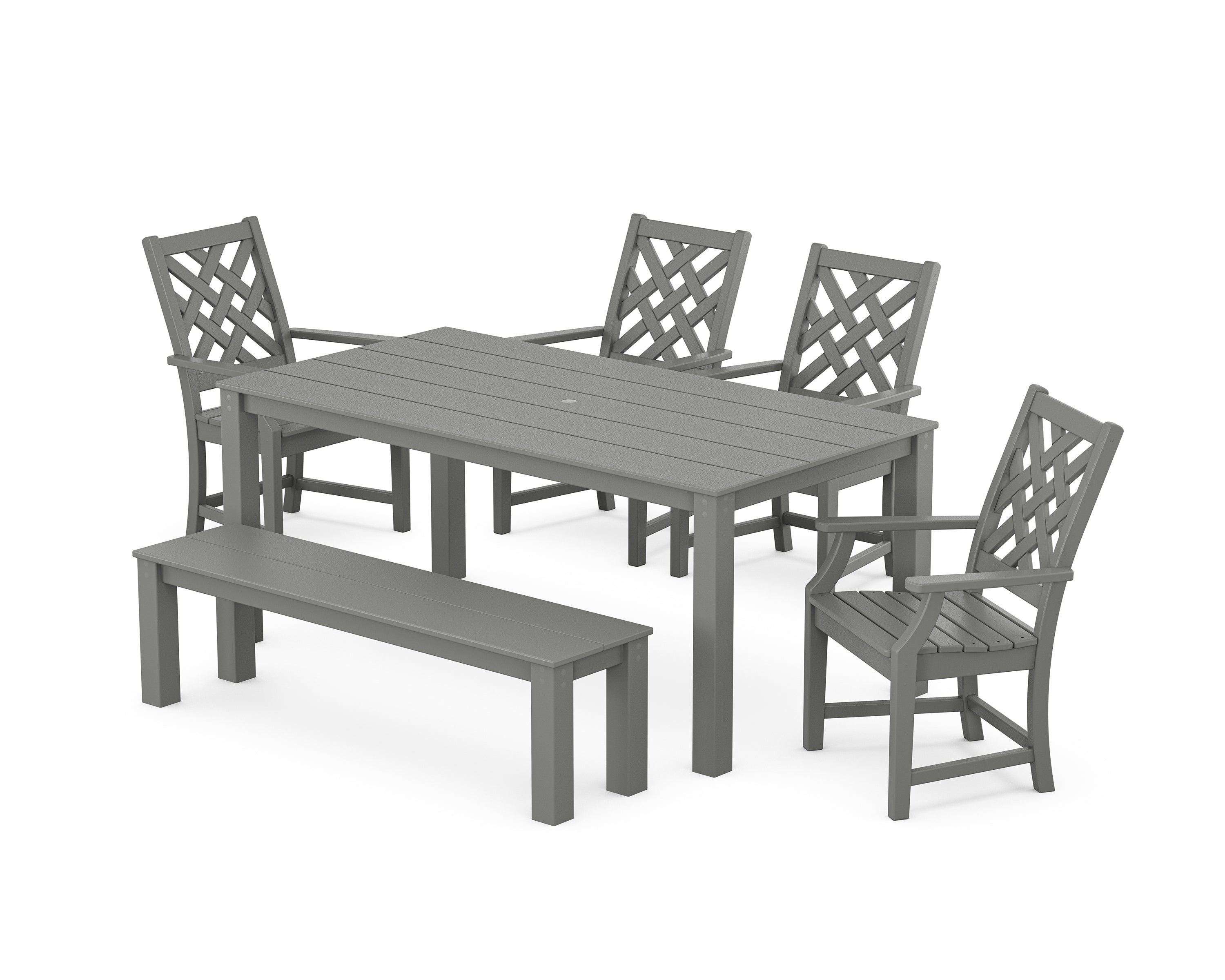 Country Living Wovendale 6-Piece Parsons Dining Set with Bench in Slate Grey