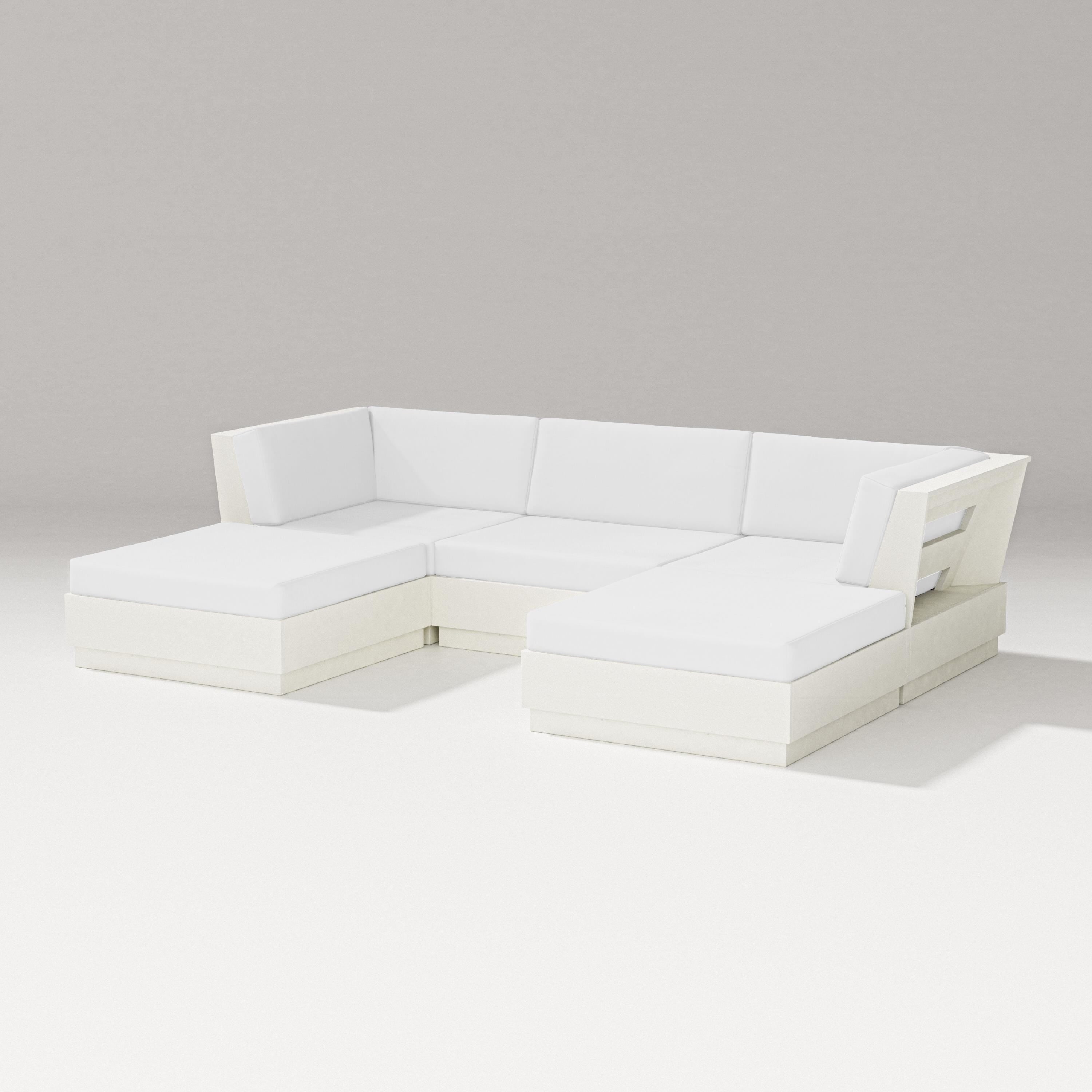 PW Designer Series Elevate Double Chaise Sectional in Vintage White / Natural