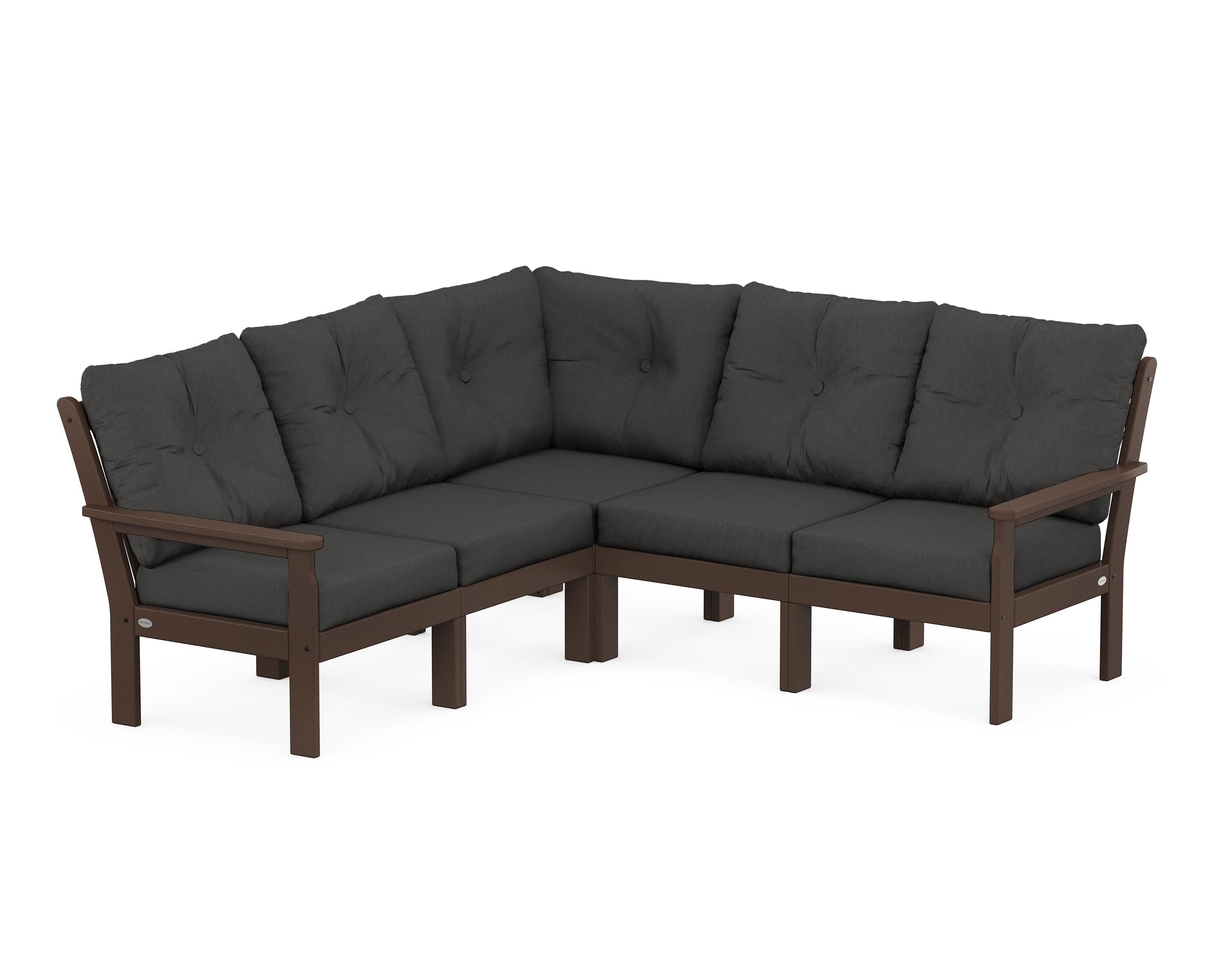 POLYWOOD Vineyard 5-Piece Sectional in Mahogany / Spectrum Carbon