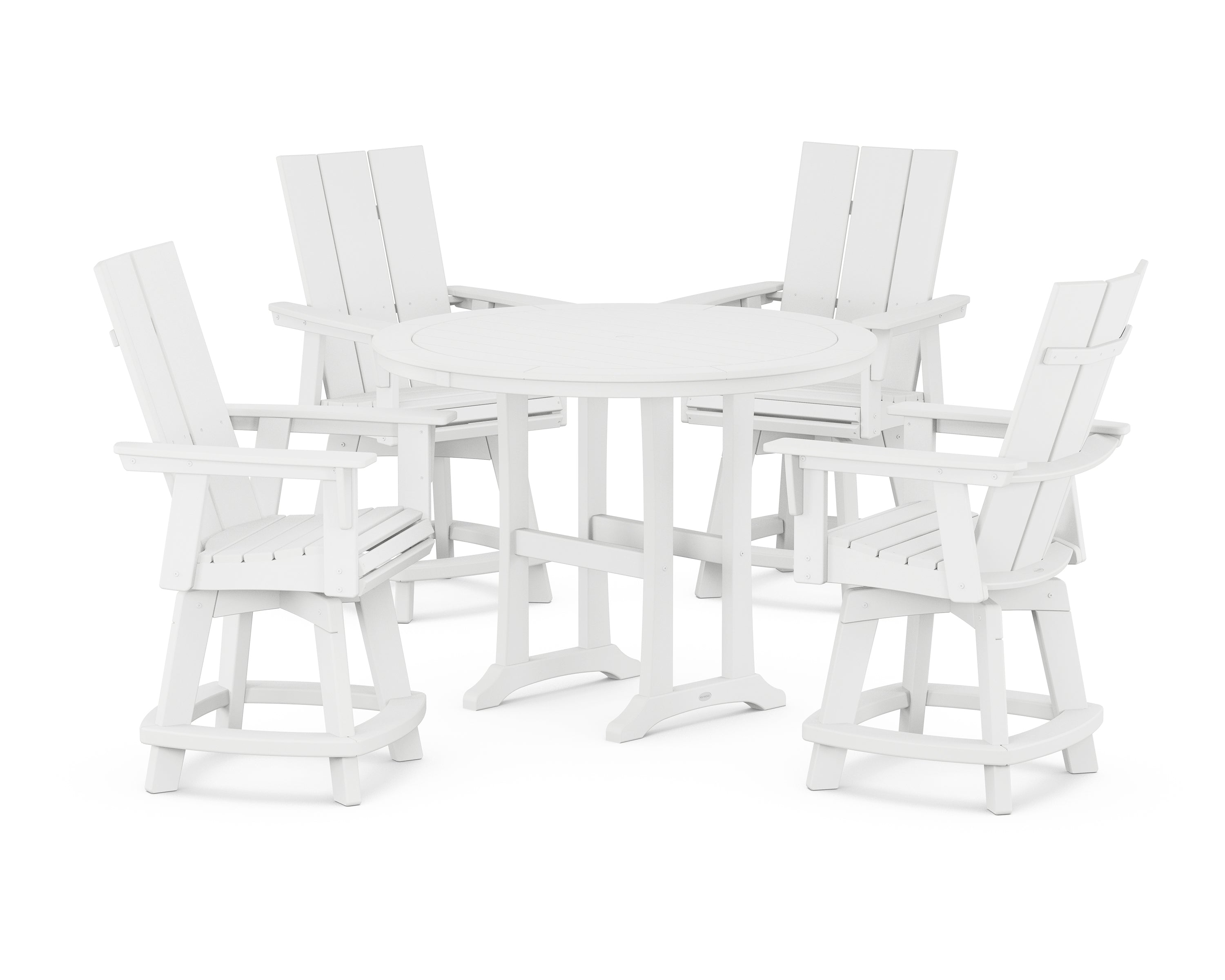 POLYWOOD® 5-Piece Modern Swivel Counter Set in White