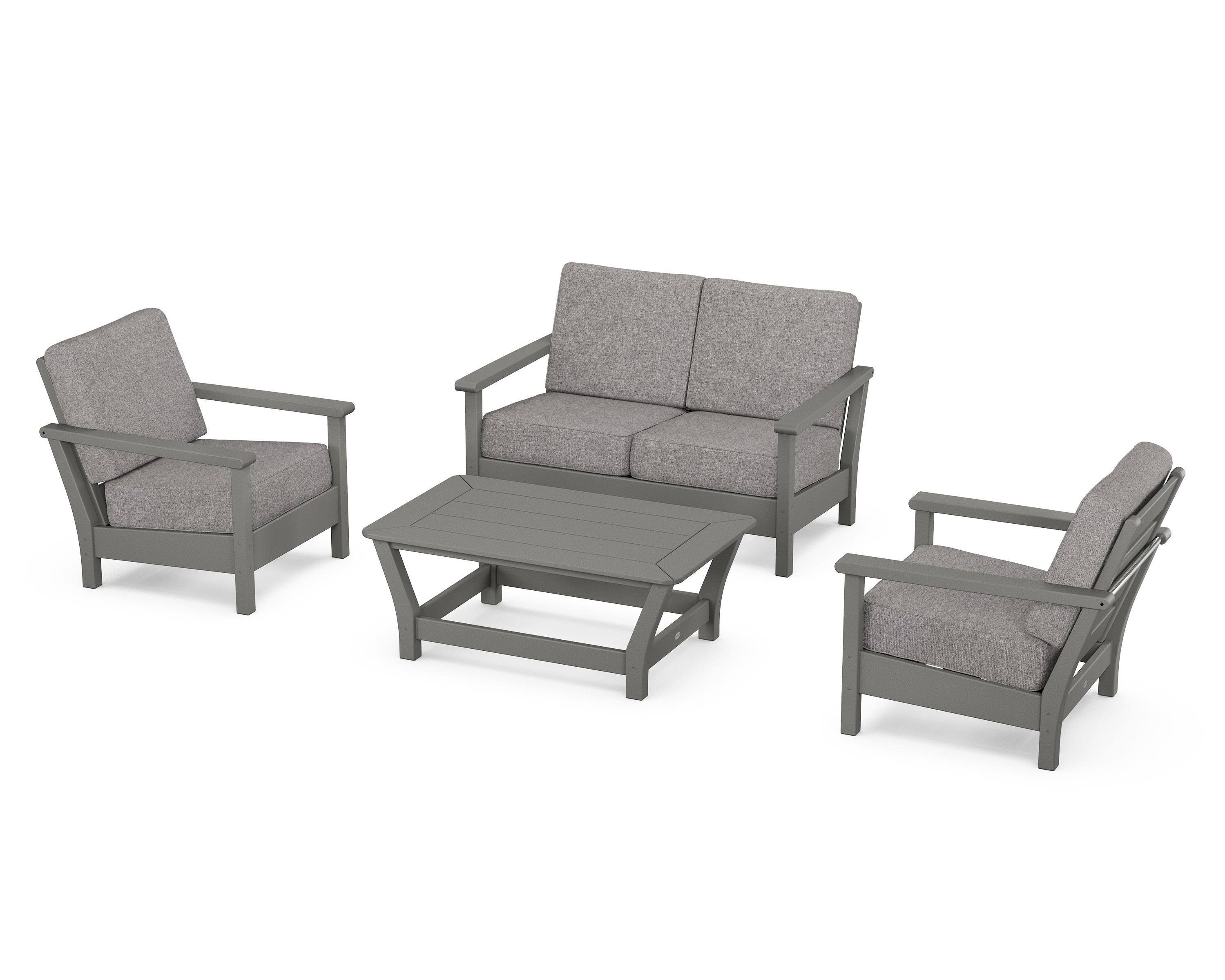 POLYWOOD Harbour 4-Piece Deep Seating Set in Slate Grey / Grey Mist