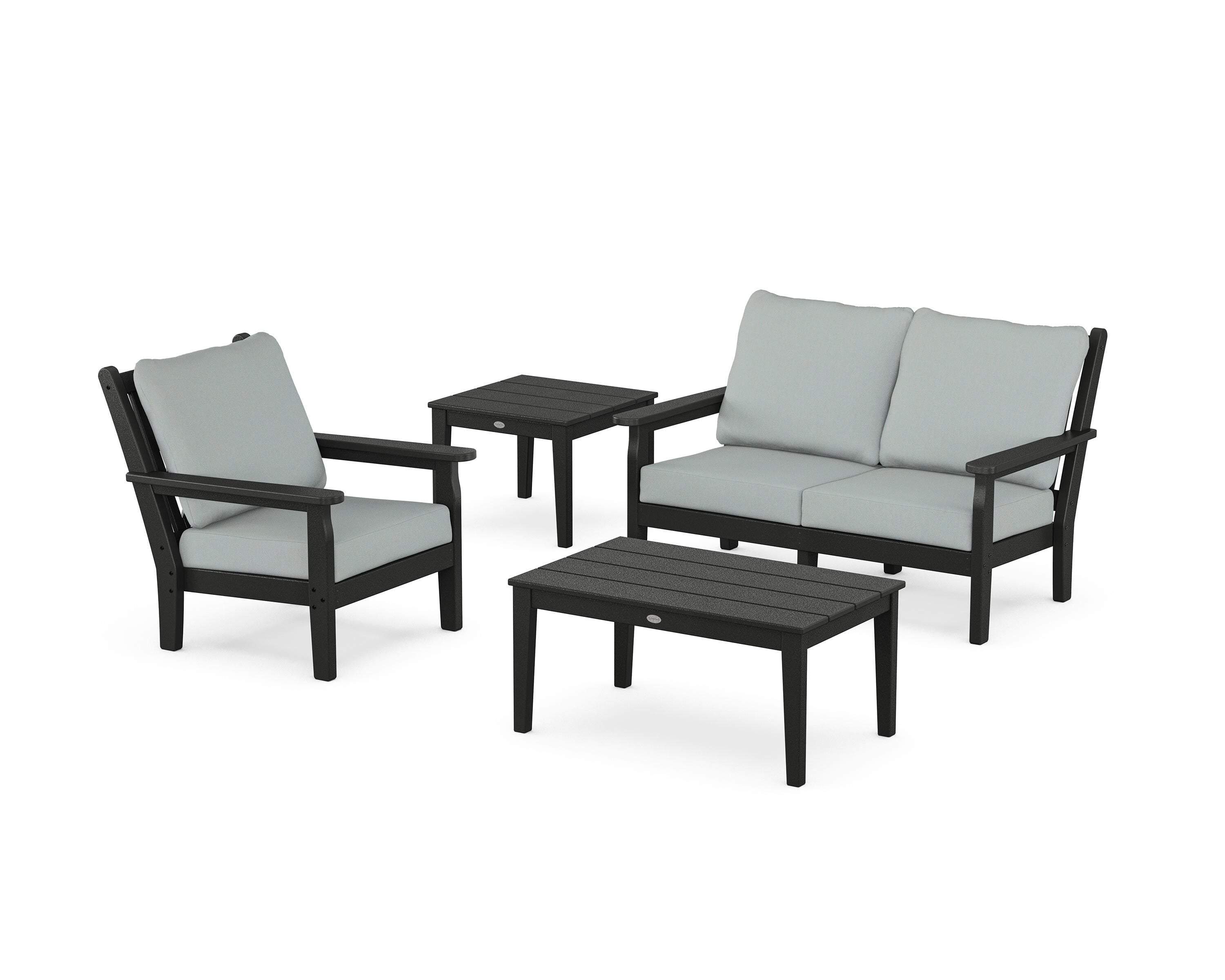 POLYWOOD Chippendale 4-Piece Deep Seating Set in Black / Spa