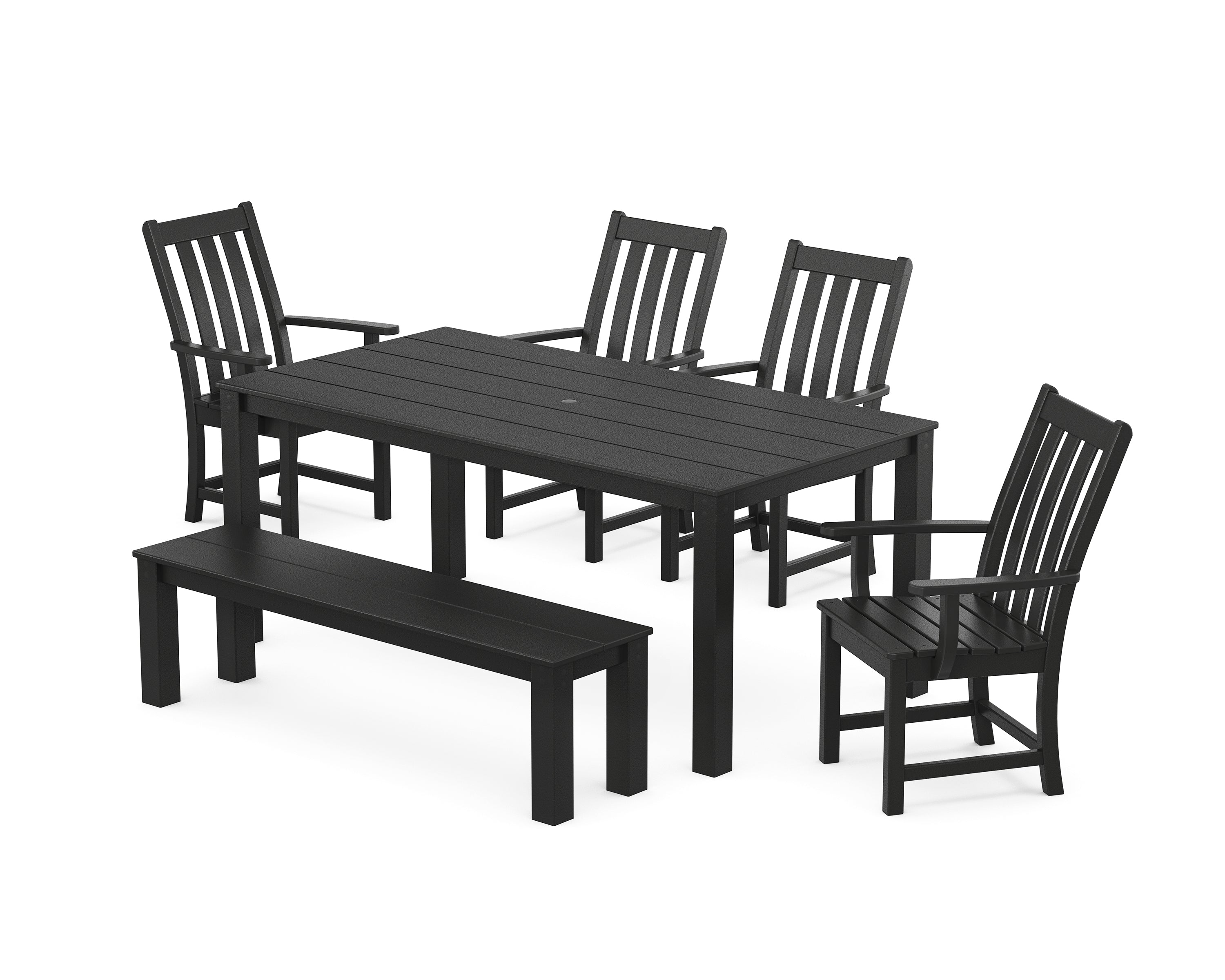 POLYWOOD® Vineyard 6-Piece Parsons Dining Set with Bench in Black