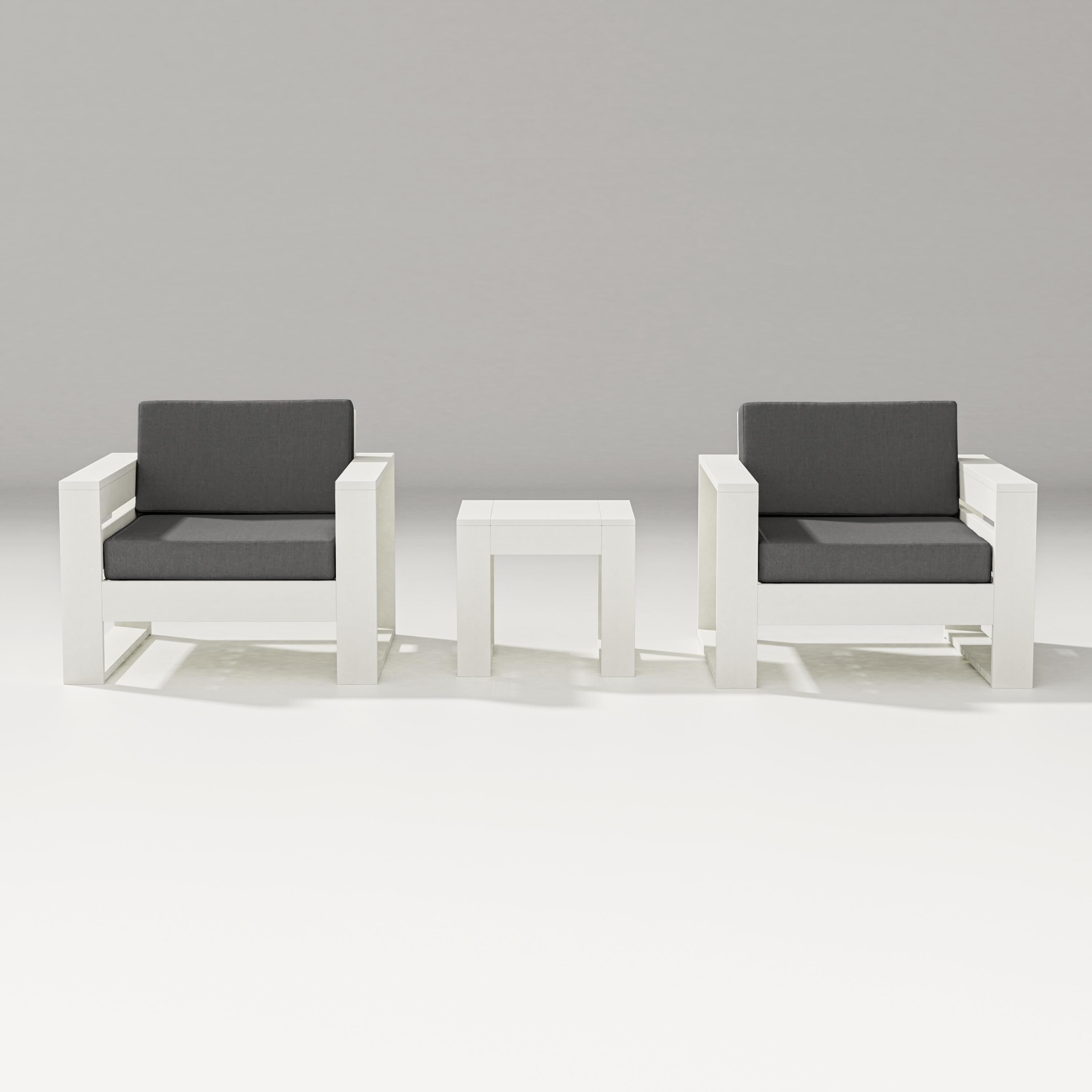 PW Designer Series Latitude 3-Piece Lounge Chair Set in Vintage White / Spectrum Carbon
