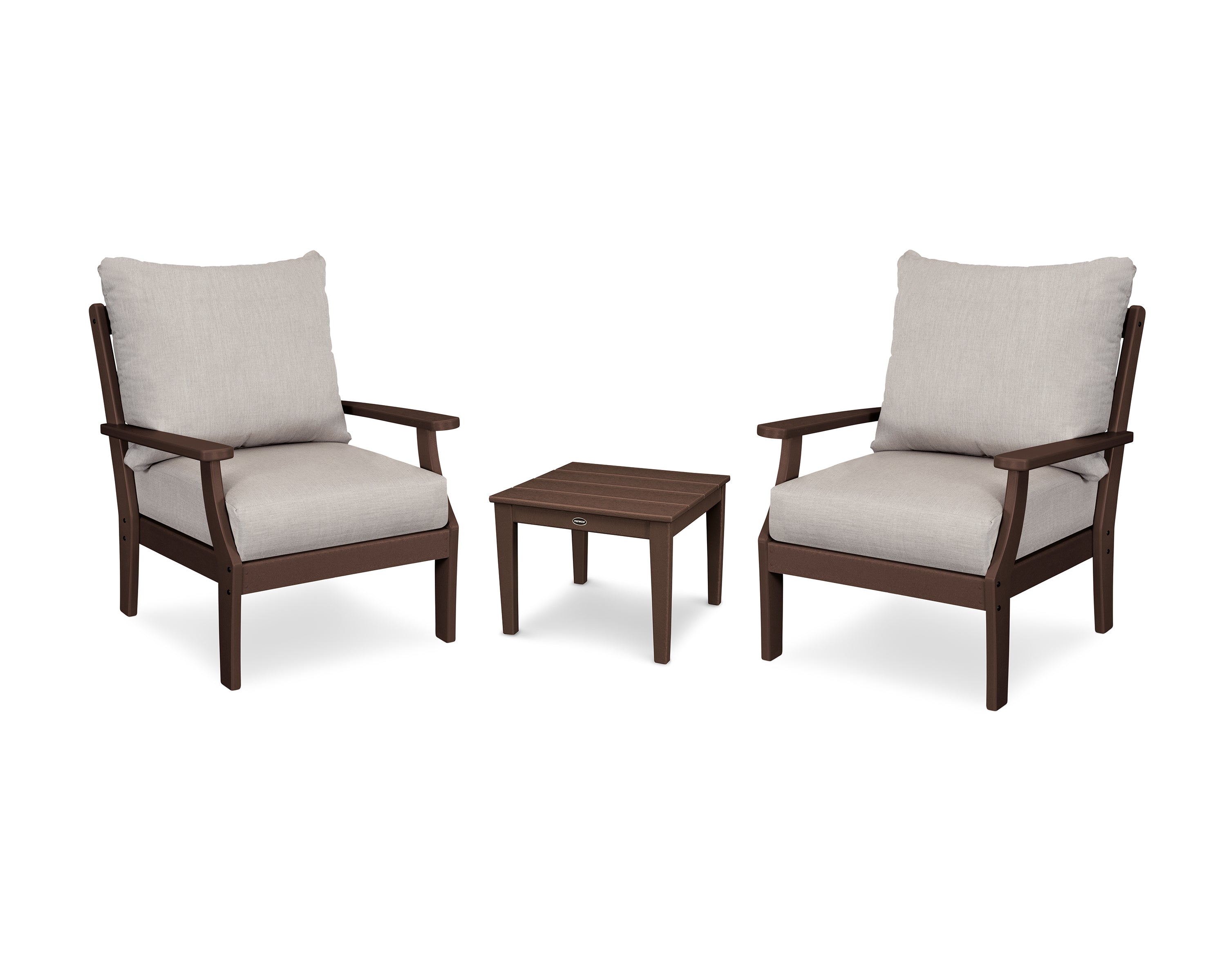POLYWOOD Braxton 3-Piece Deep Seating Set in Mahogany / Cast Ash