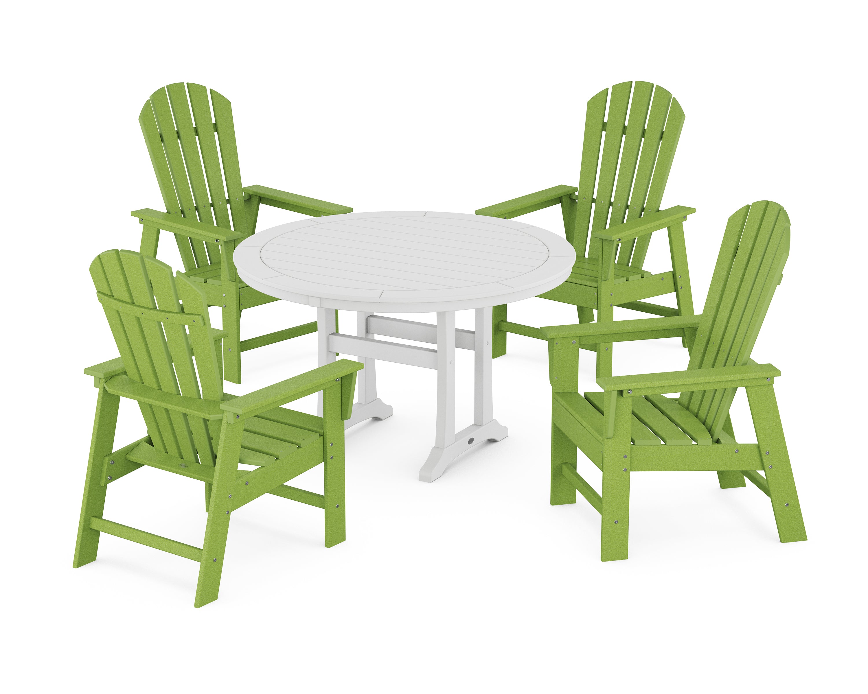 POLYWOOD® South Beach 5-Piece Round Dining Set with Trestle Legs in Lime / White