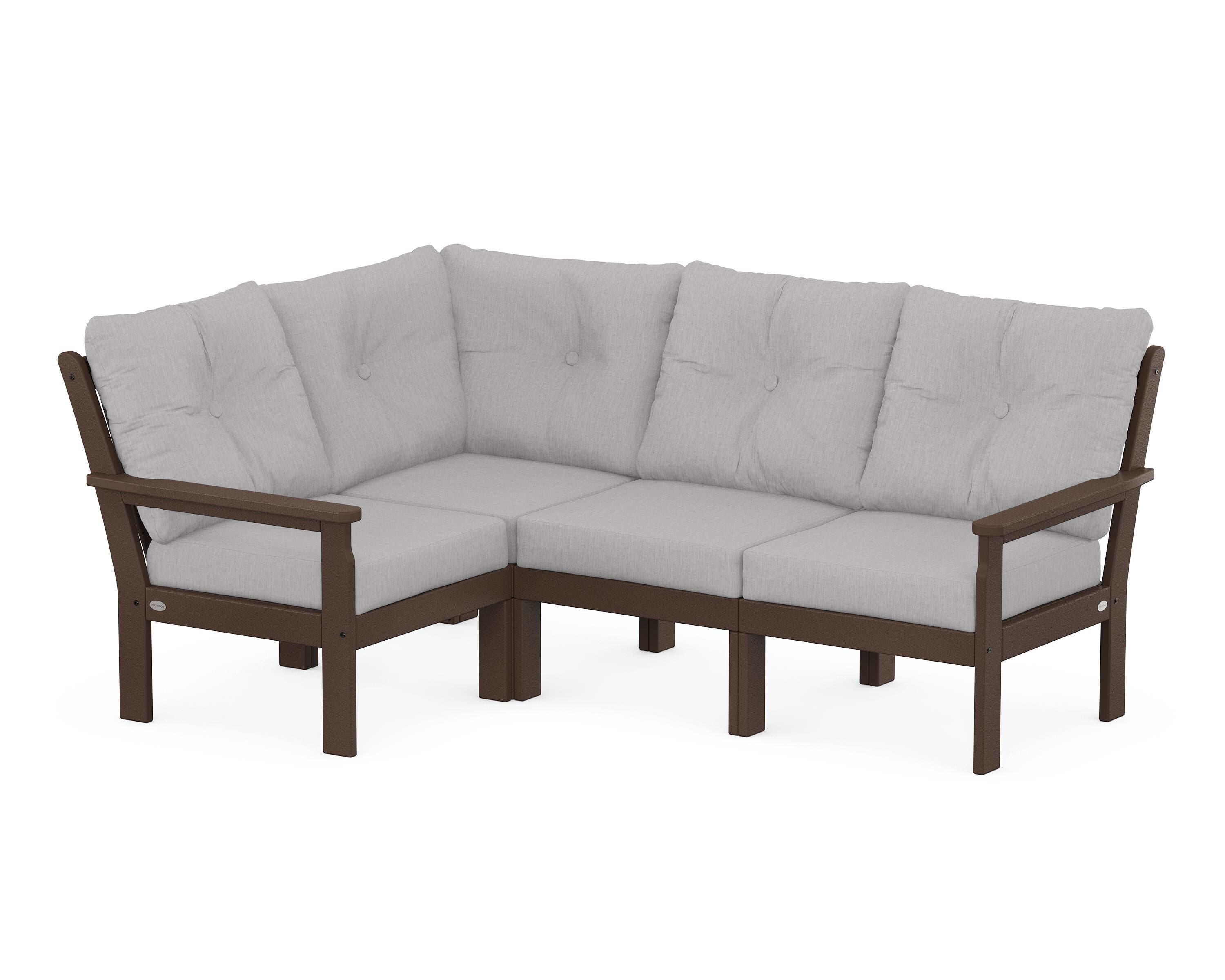 POLYWOOD Vineyard 4-Piece Sectional in Mahogany / Granite
