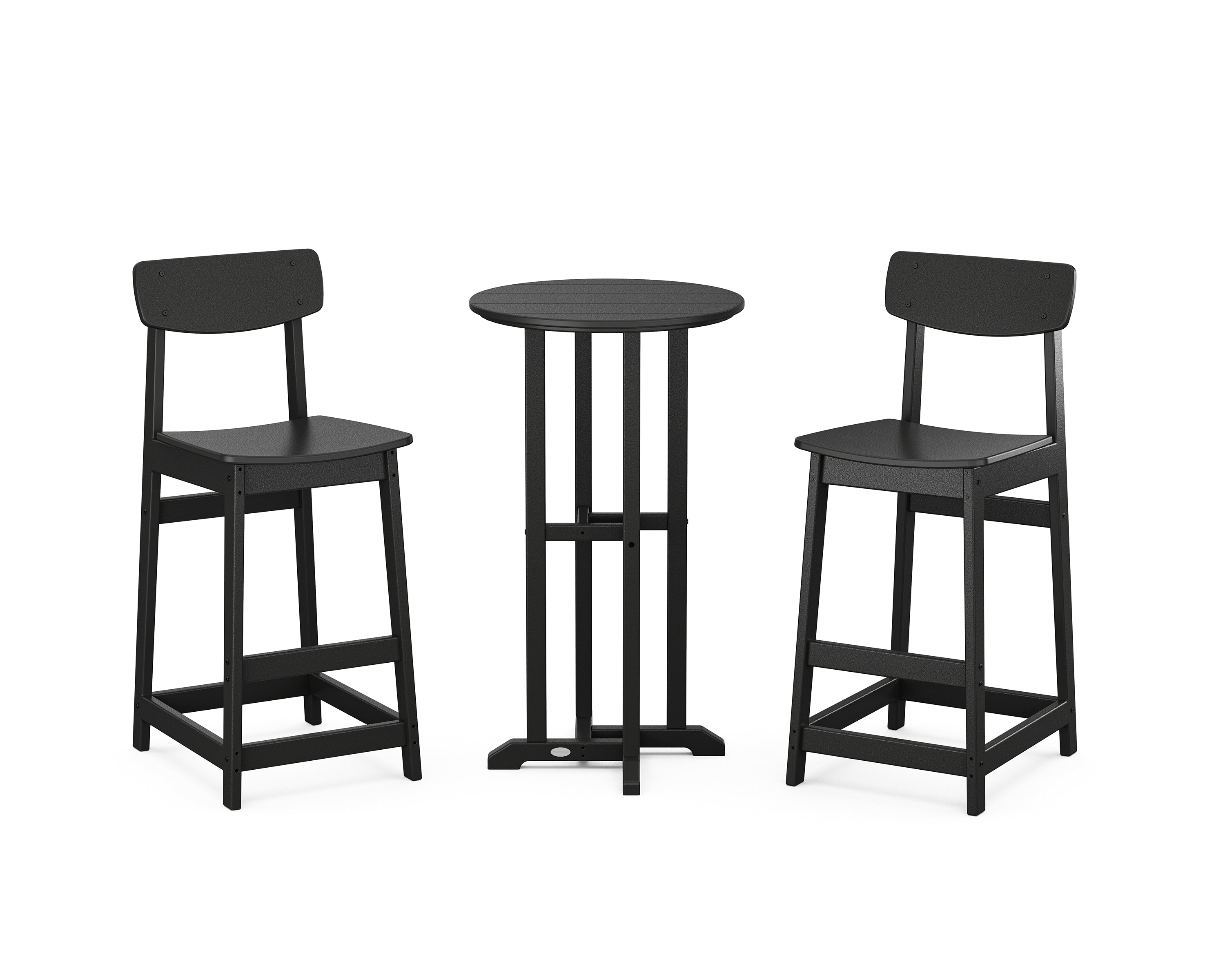 POLYWOOD Modern Studio Urban Bar Chair 3-Piece Bistro Set in Black