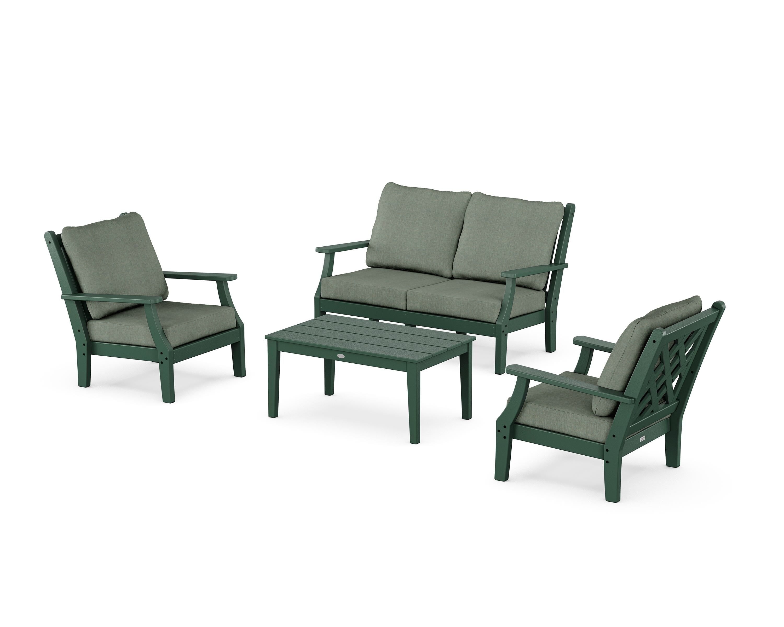 Country Living Wovendale 4-Piece Deep Seating Set with Loveseat in Green / Cast Sage