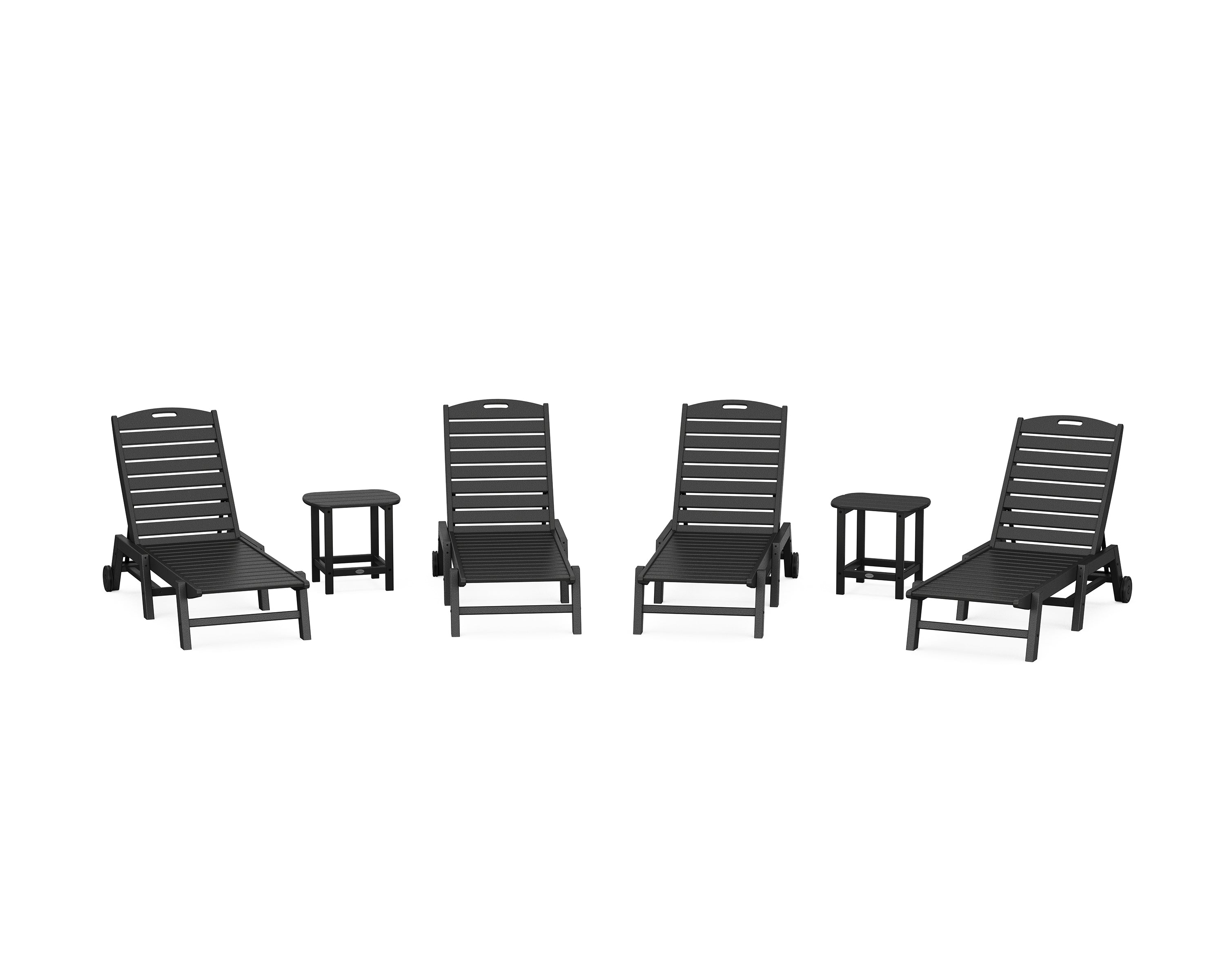 POLYWOOD Nautical Chaise 6-Piece Set with Wheels in Black