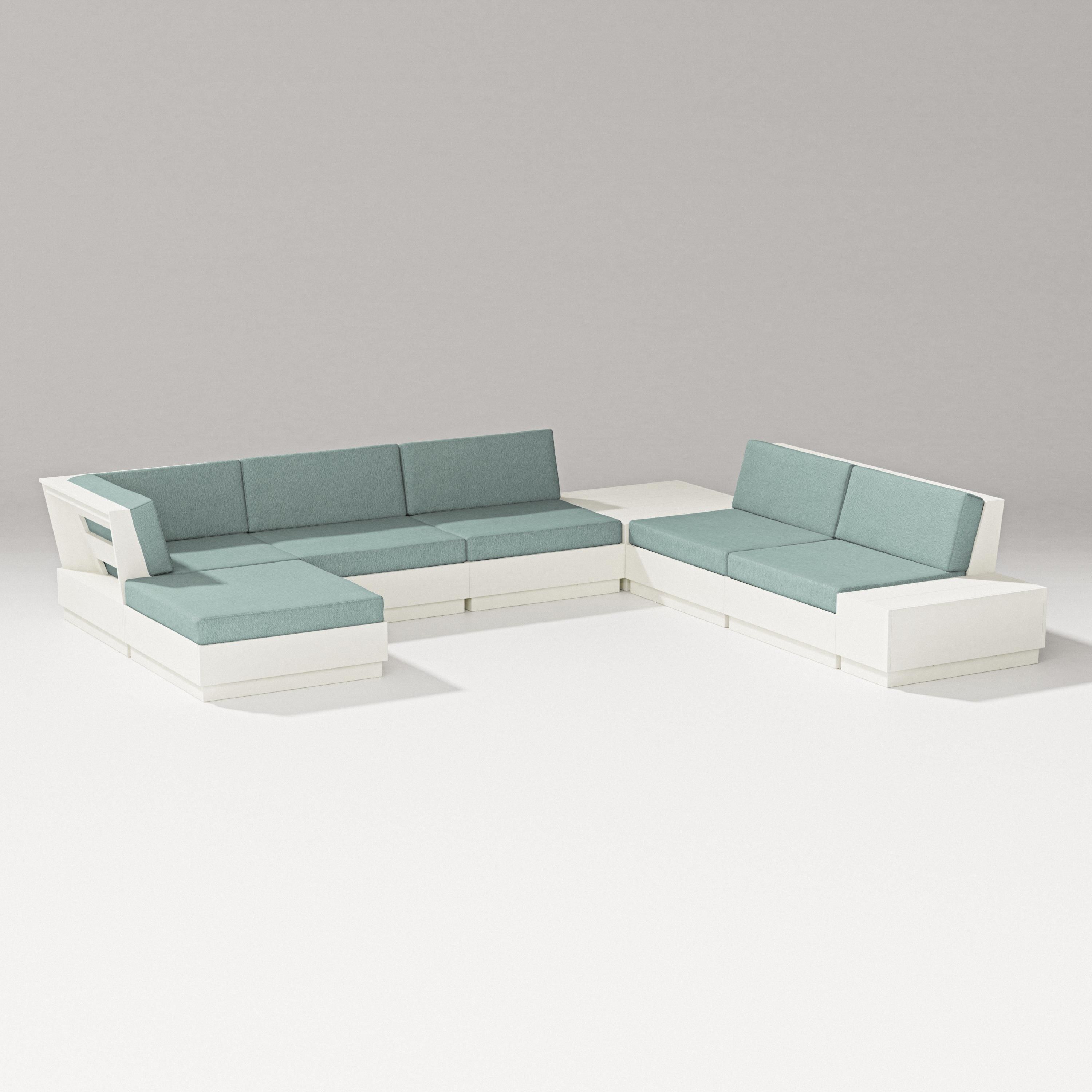 PW Designer Series Elevate 8-Piece Corner Sectional in Vintage White / Glacier Spa