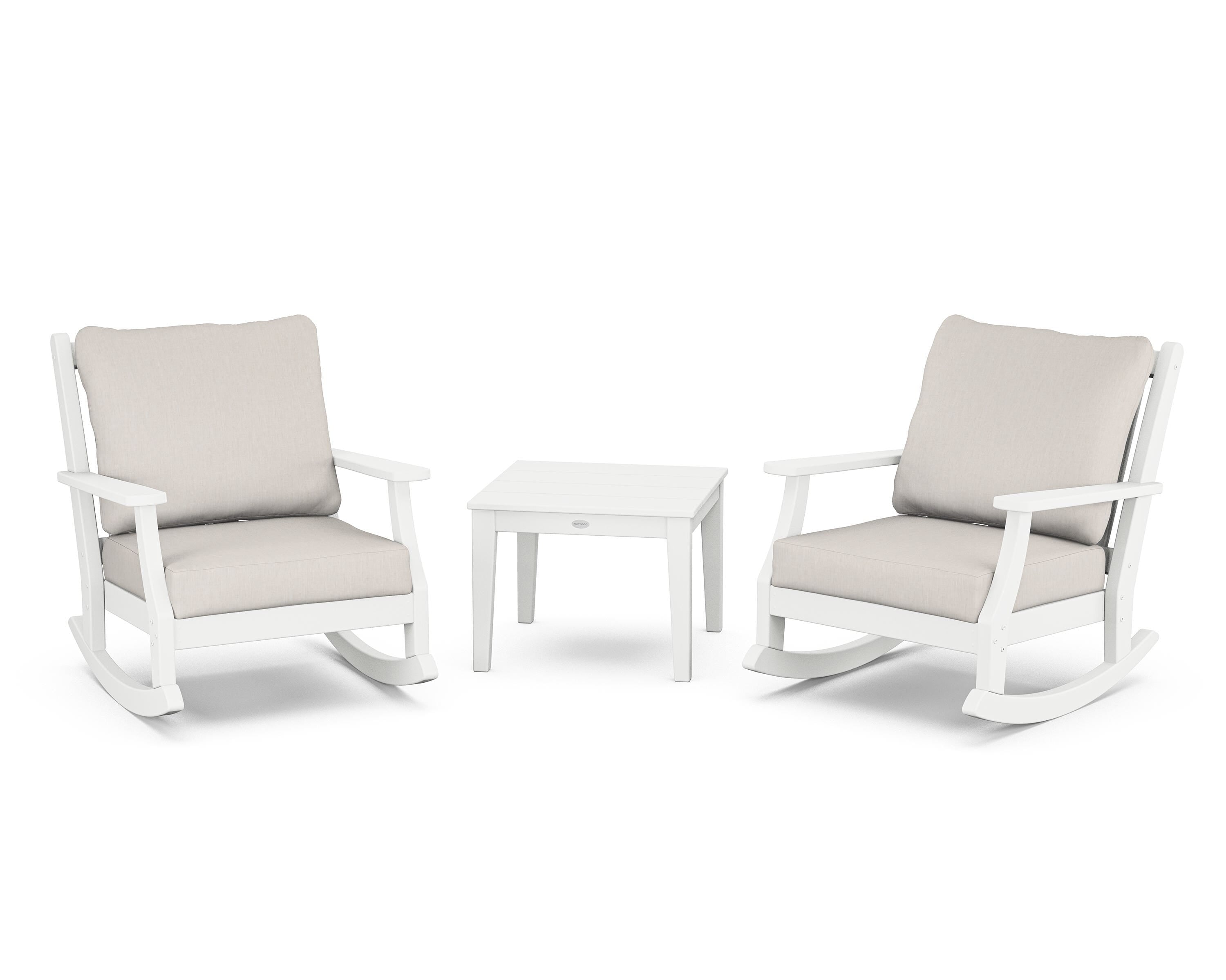 Country Living Wovendale 3-Piece Deep Seating Rocker Set in White / Cast Ash