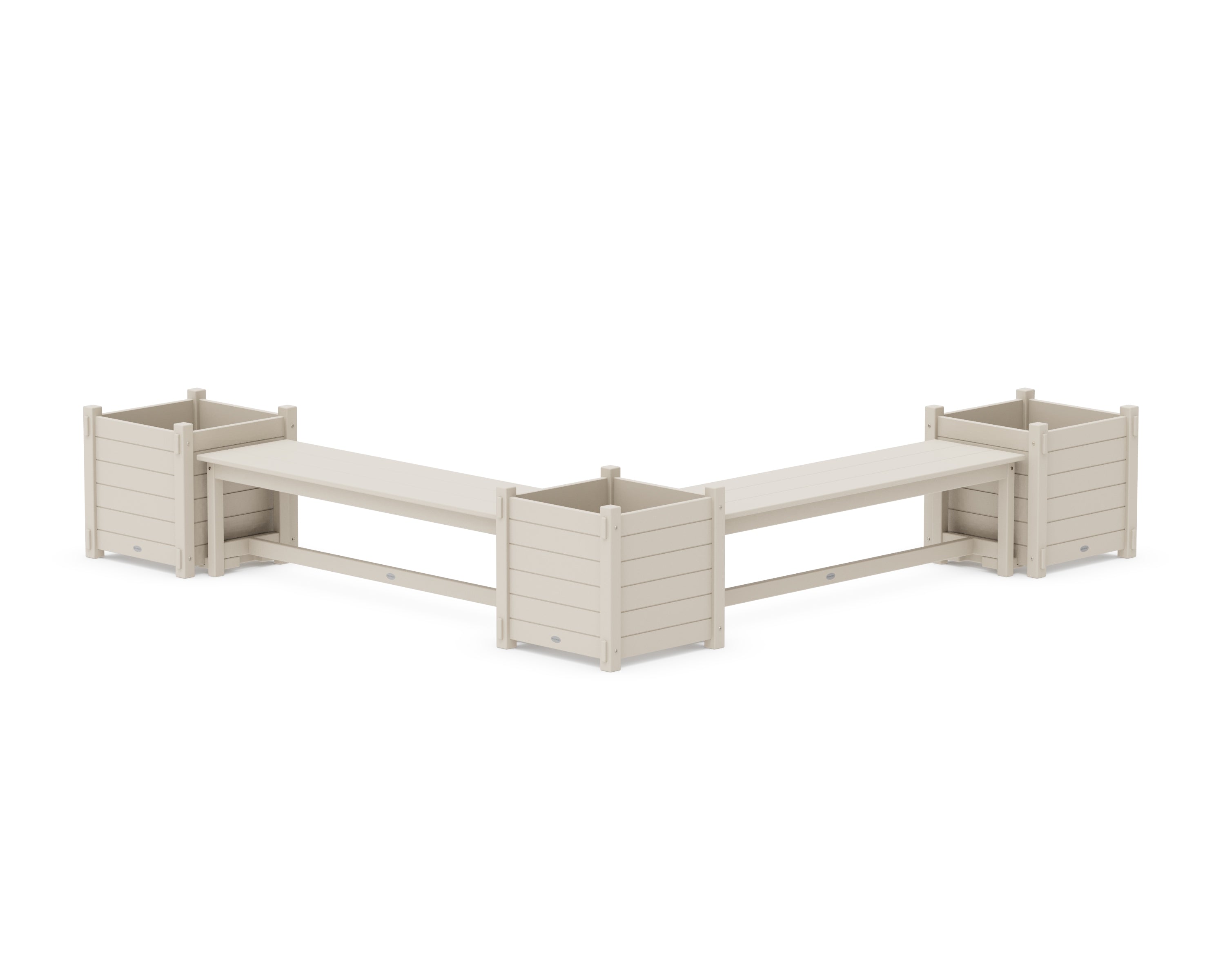 POLYWOOD 60" Nautical L- Shaped Planter Bench Corner Set - Large in Sand