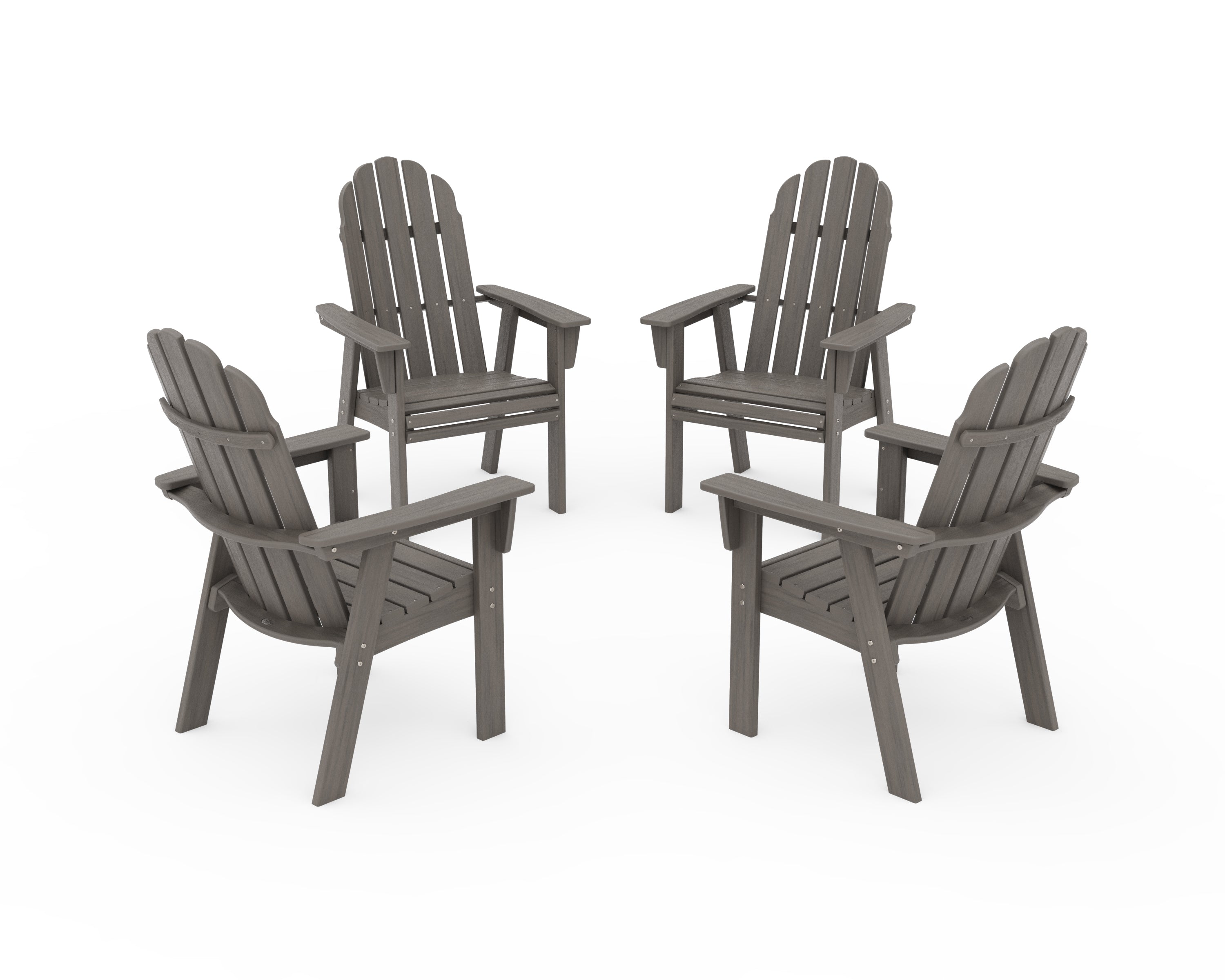 POLYWOOD Vineyard 4-Piece Curveback Upright Adirondack Conversation Set in Driftwood