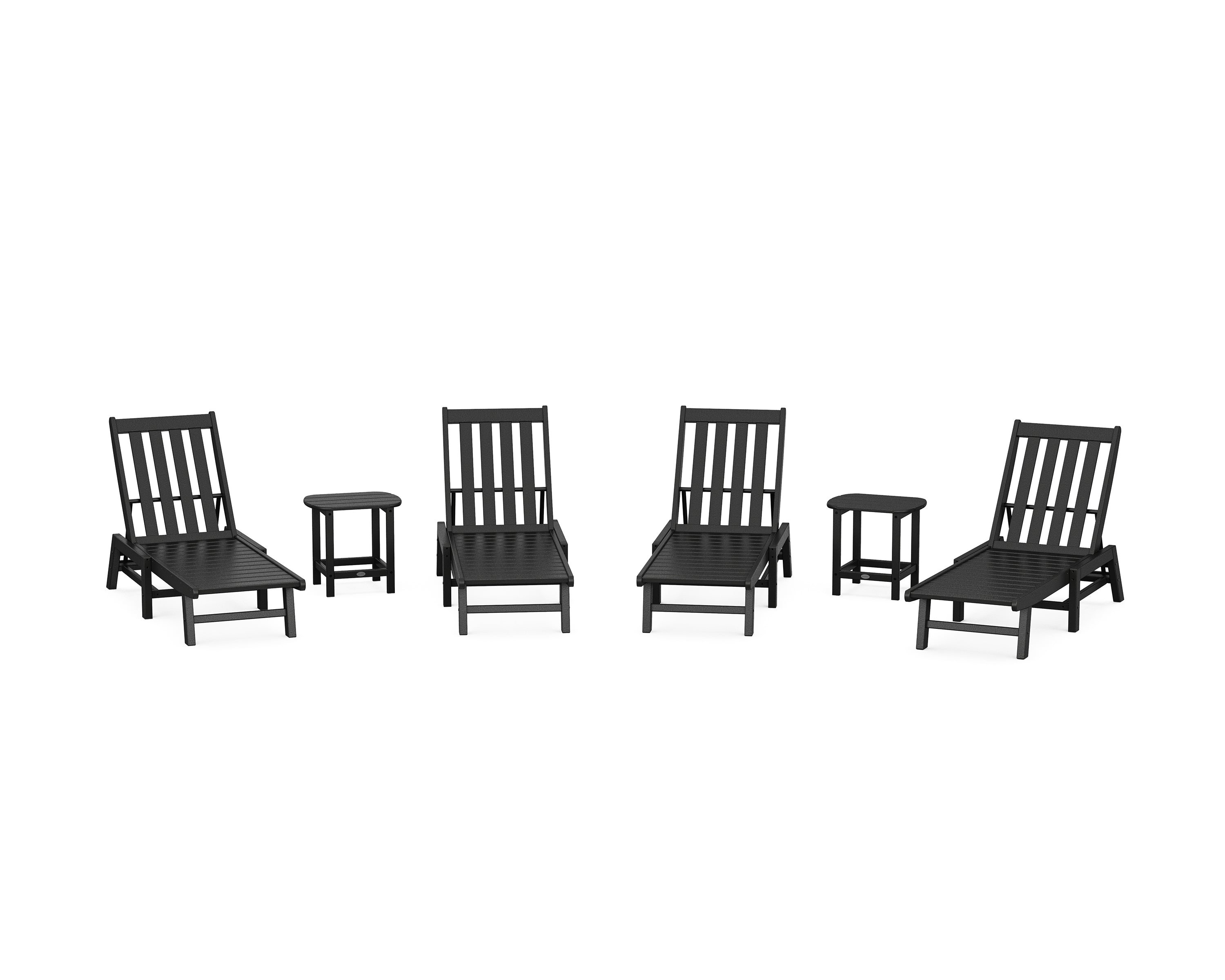 POLYWOOD Vineyard 6-Piece Chaise Set in Black