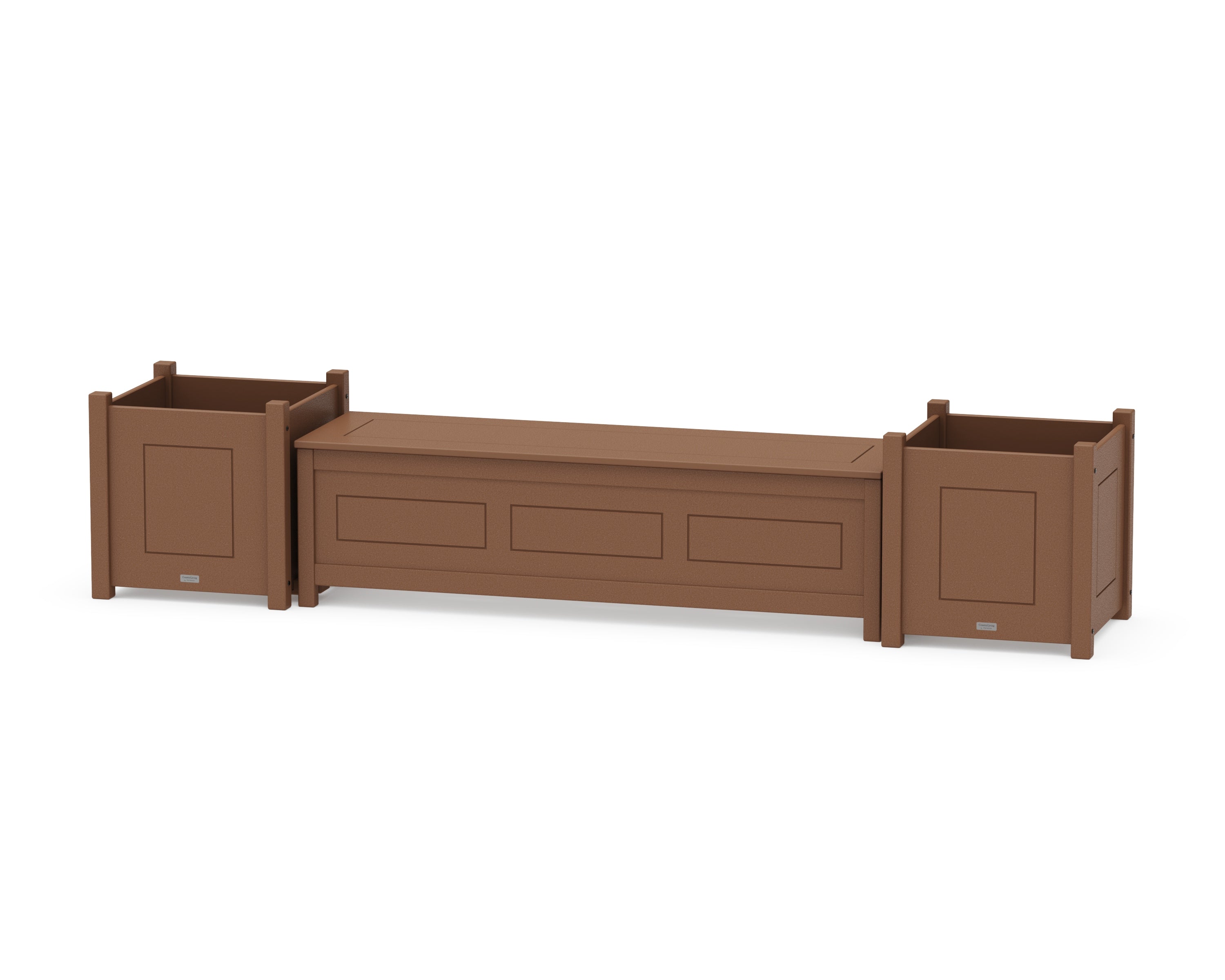 Country Living 60" Country Living Straight Planter Storage Bench Set- Large in Teak