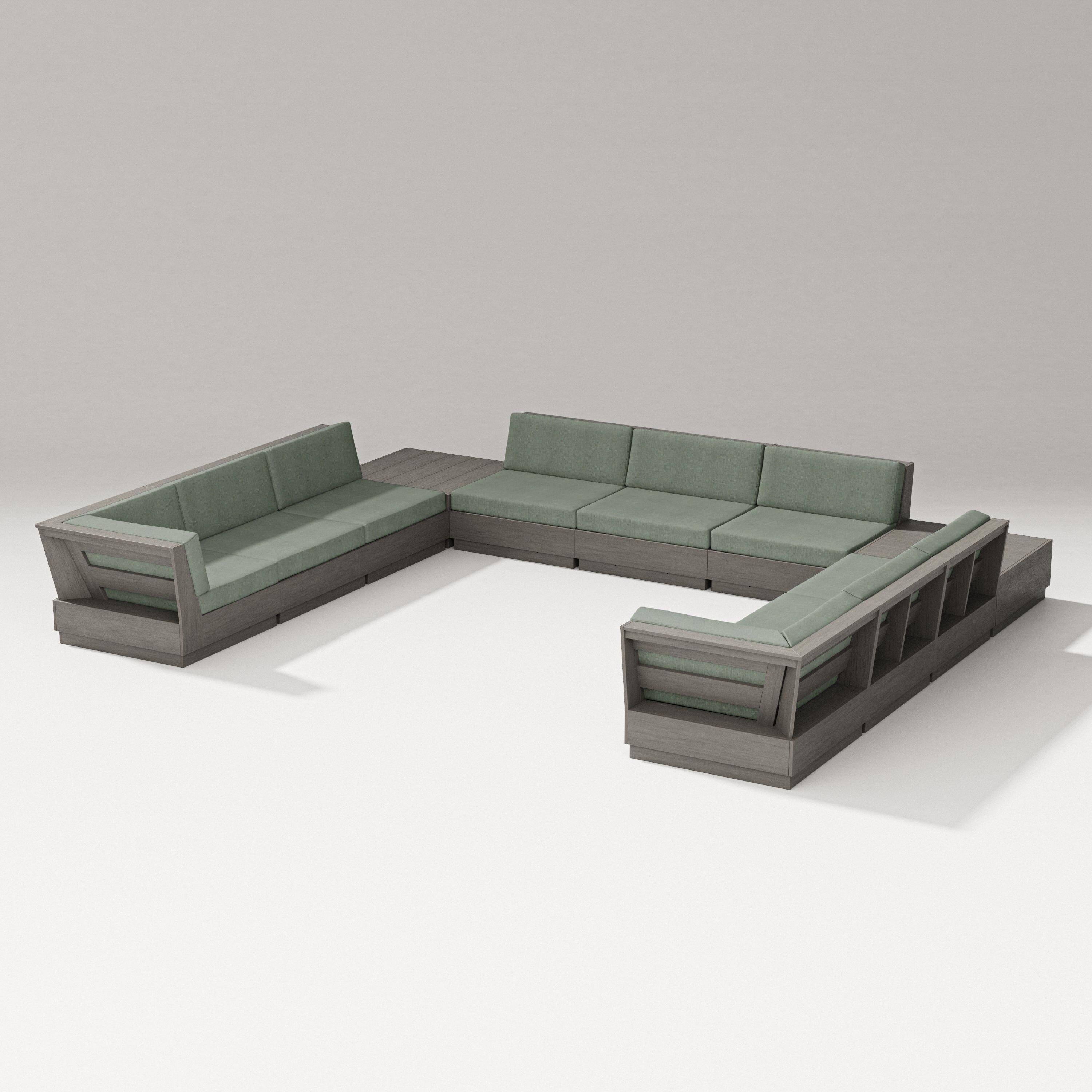 PW Designer Series Elevate 11-Piece U-Shaped Sofa Sectional in Driftwood / Cast Sage
