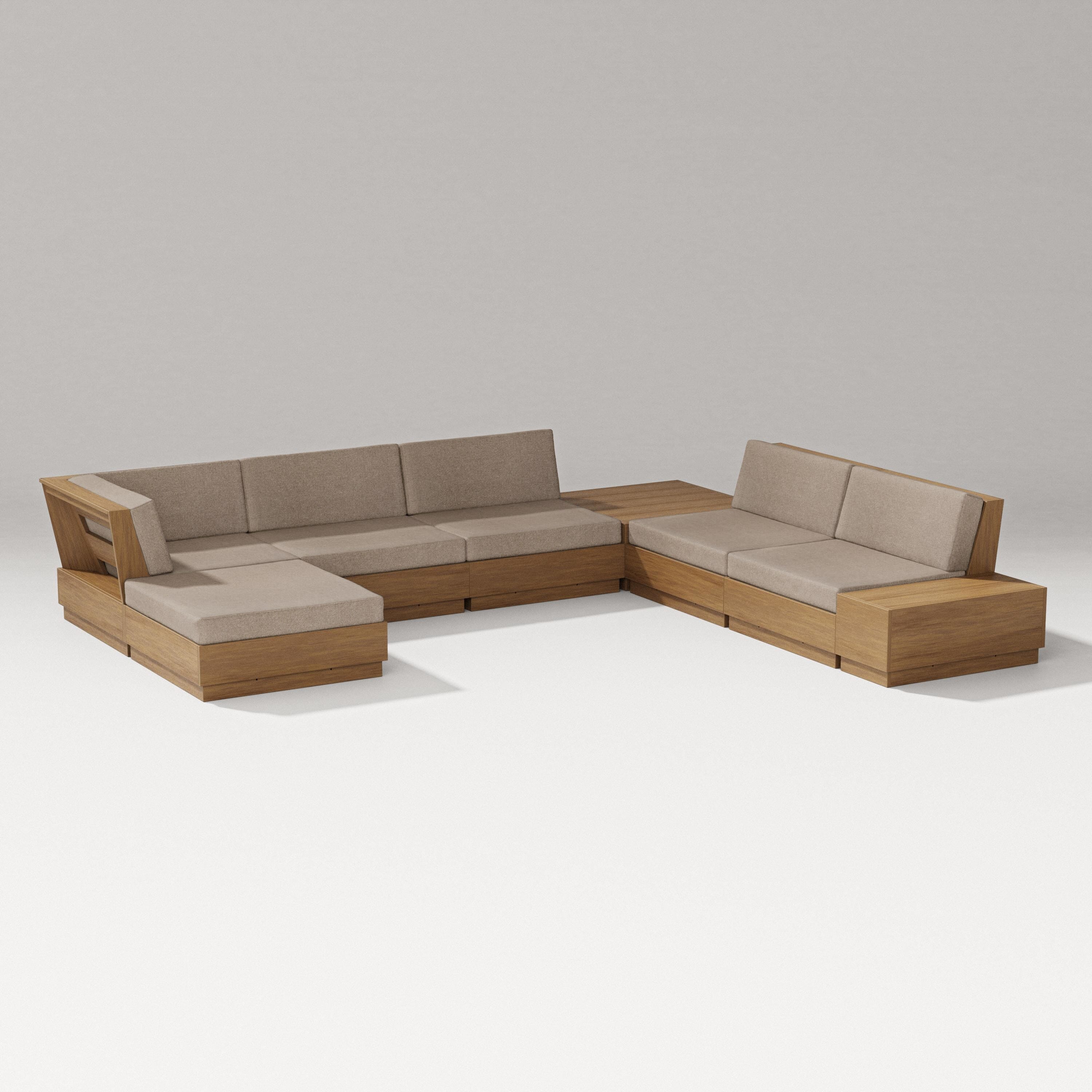 PW Designer Series Elevate 8-Piece Corner Sectional in Natural / Spiced Burlap