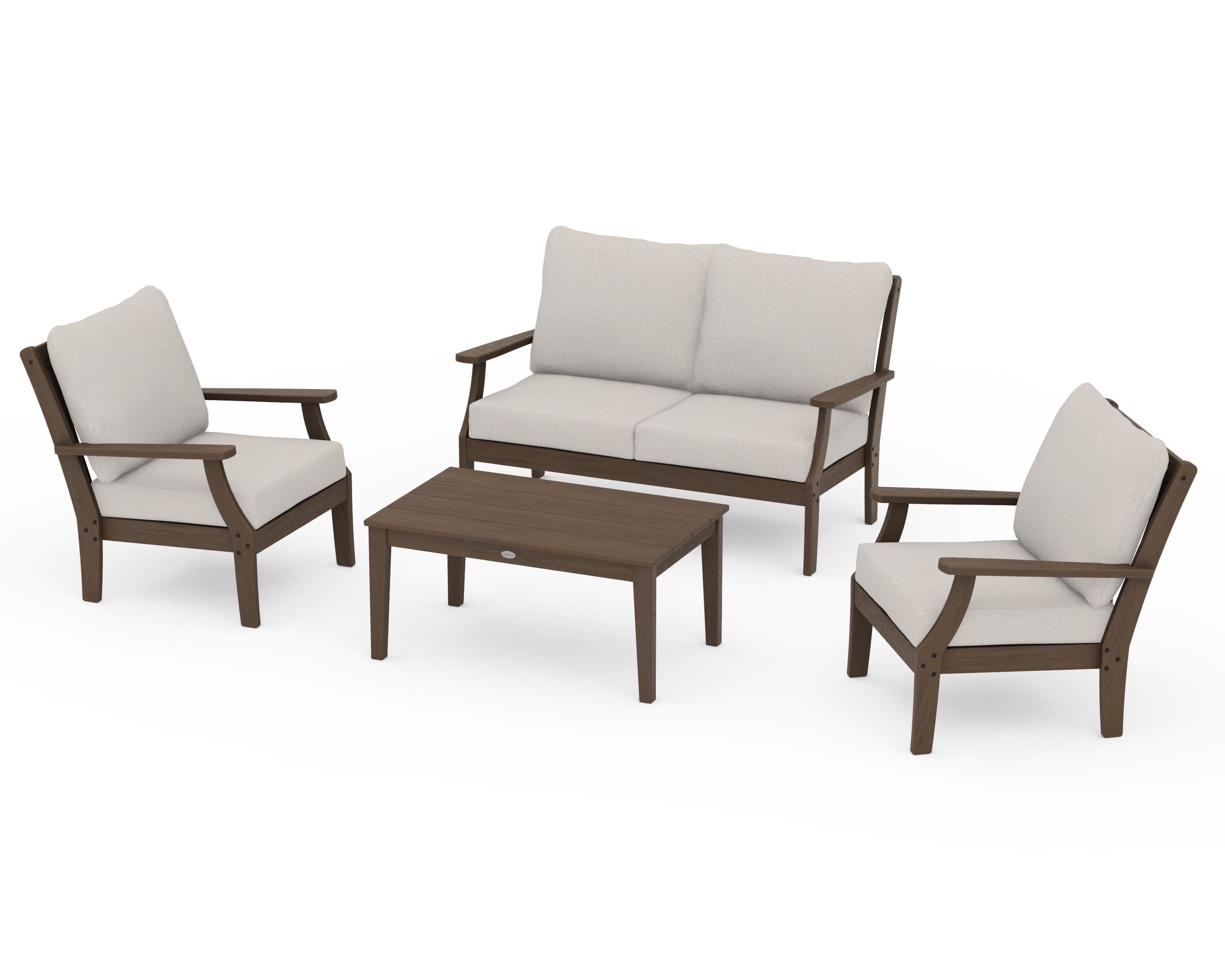 POLYWOOD Braxton 4-Piece Deep Seating Chair Set in Kona / Cast Ash