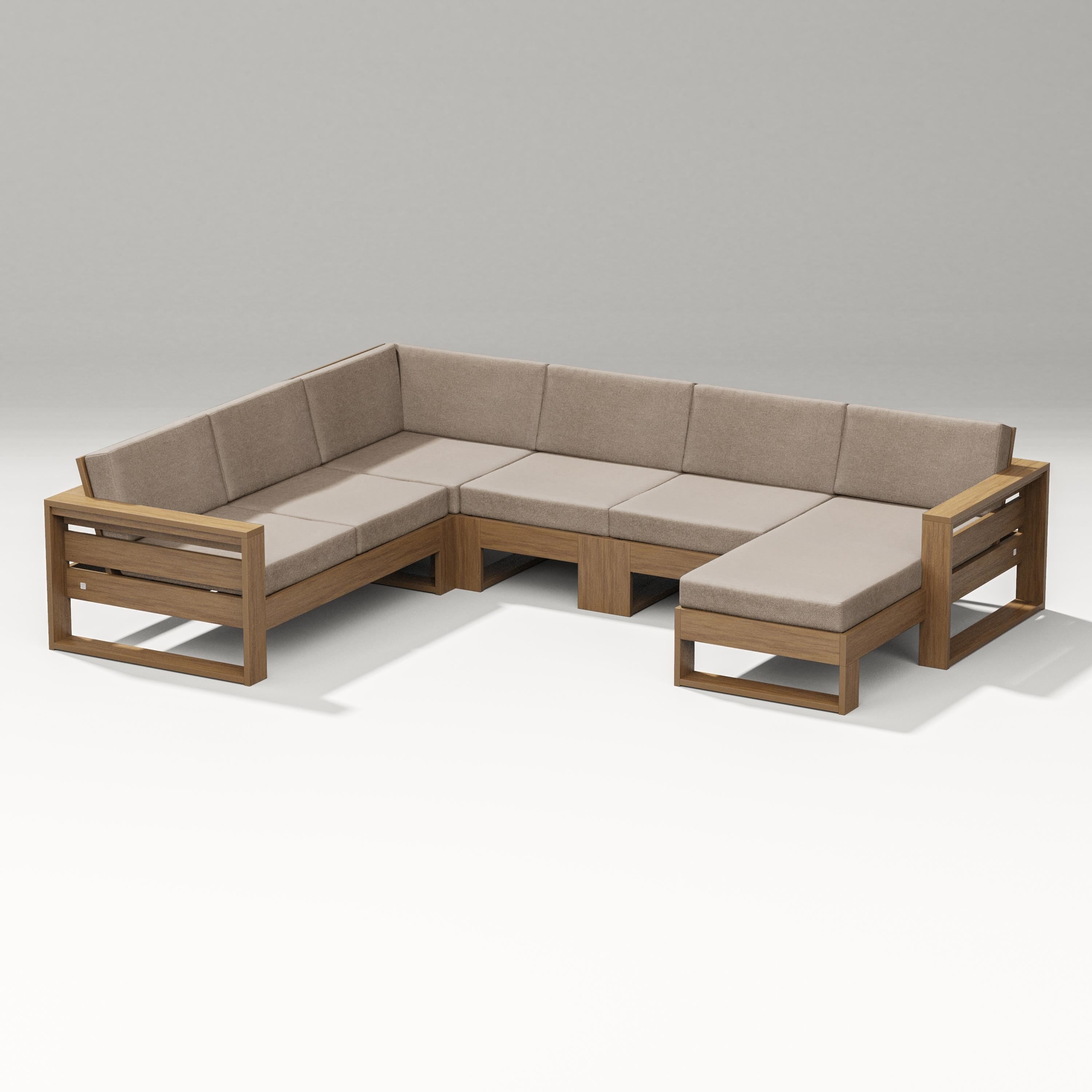 PW Designer Series Latitude Corner Sectional with Right Chaise in Natural / Spiced Burlap