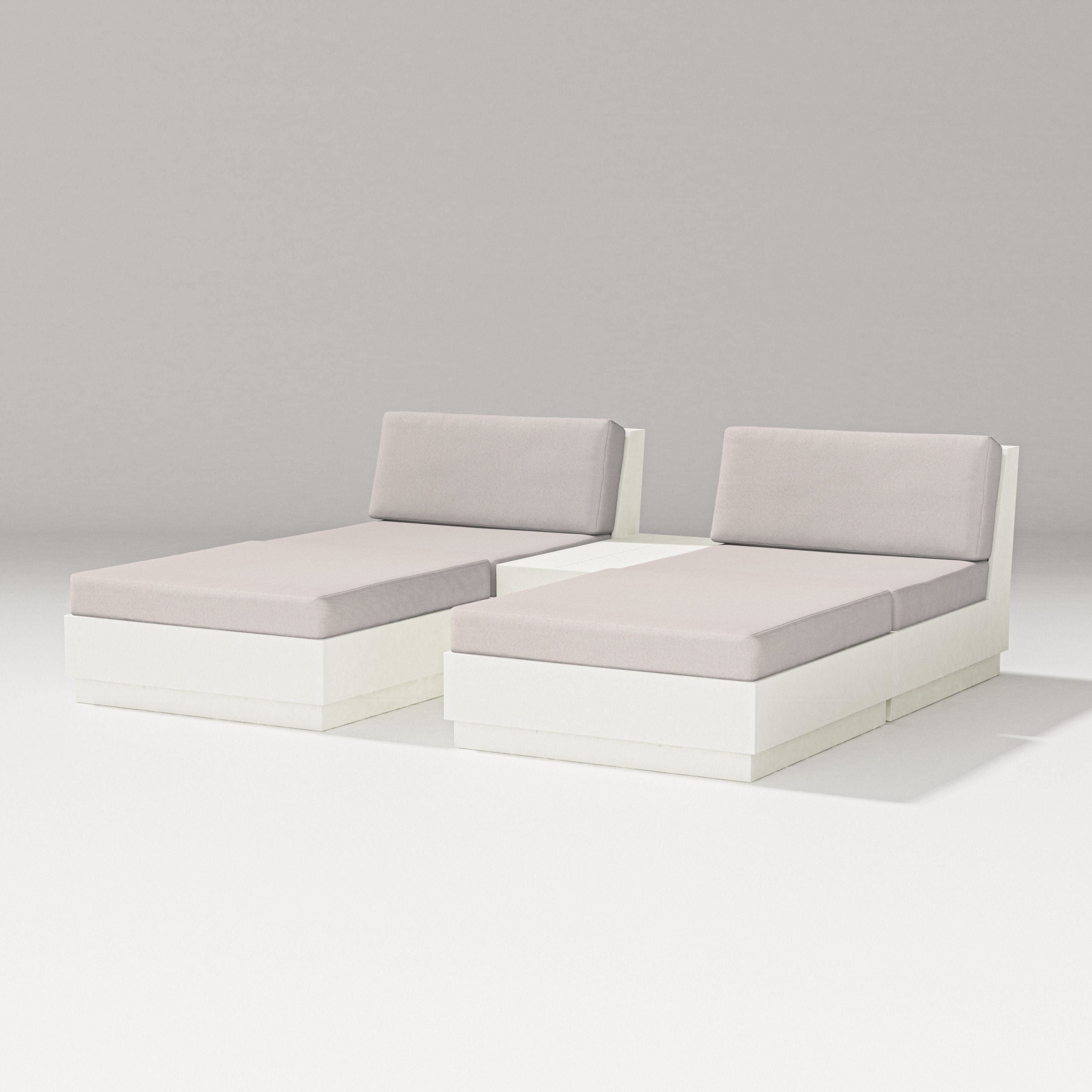 PW Designer Series Elevate Double Chaise Set in Vintage White / Dune Burlap