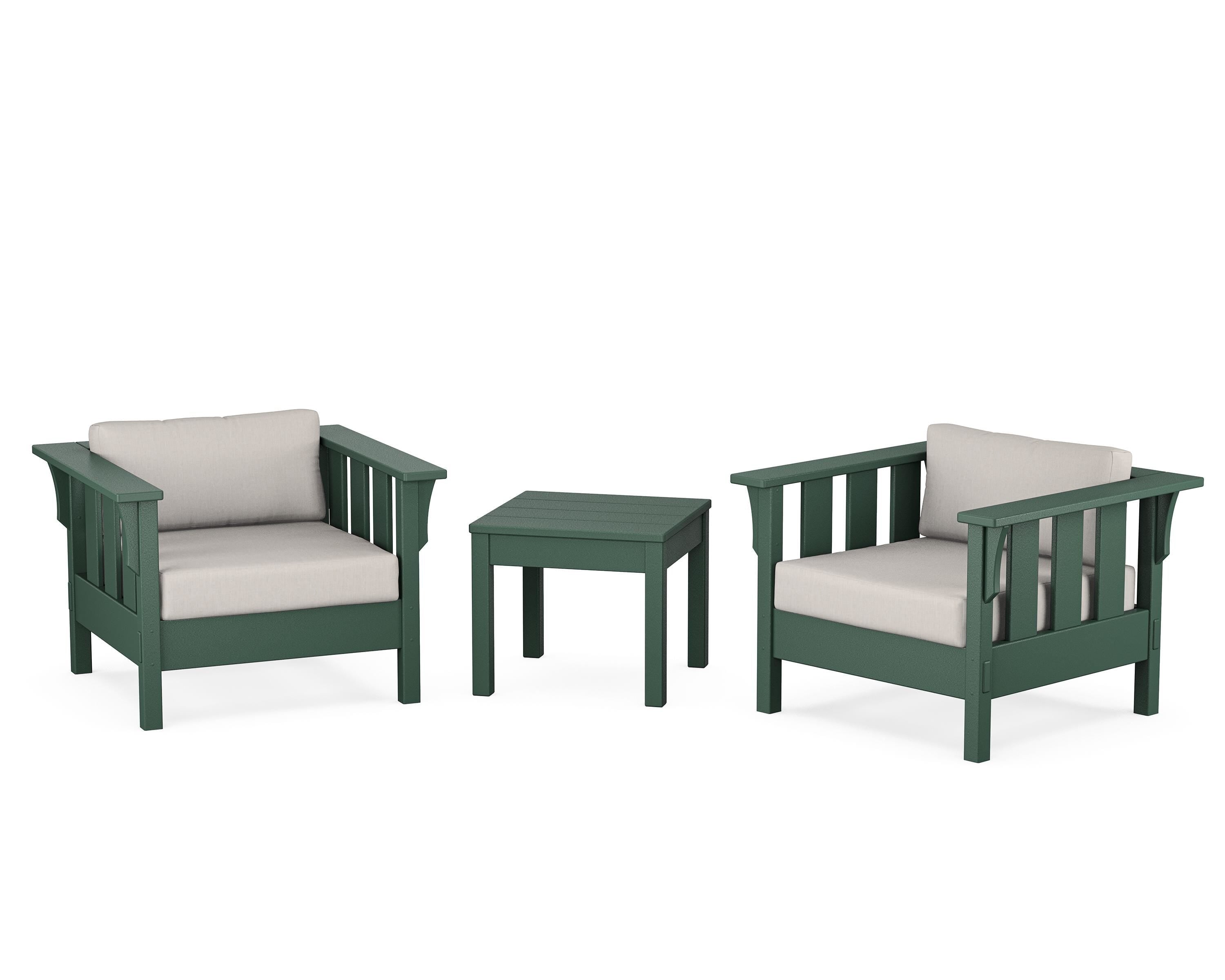 Martha Stewart by POLYWOOD Acadia 3-Piece Deep Seating Set in Green / Cast Ash