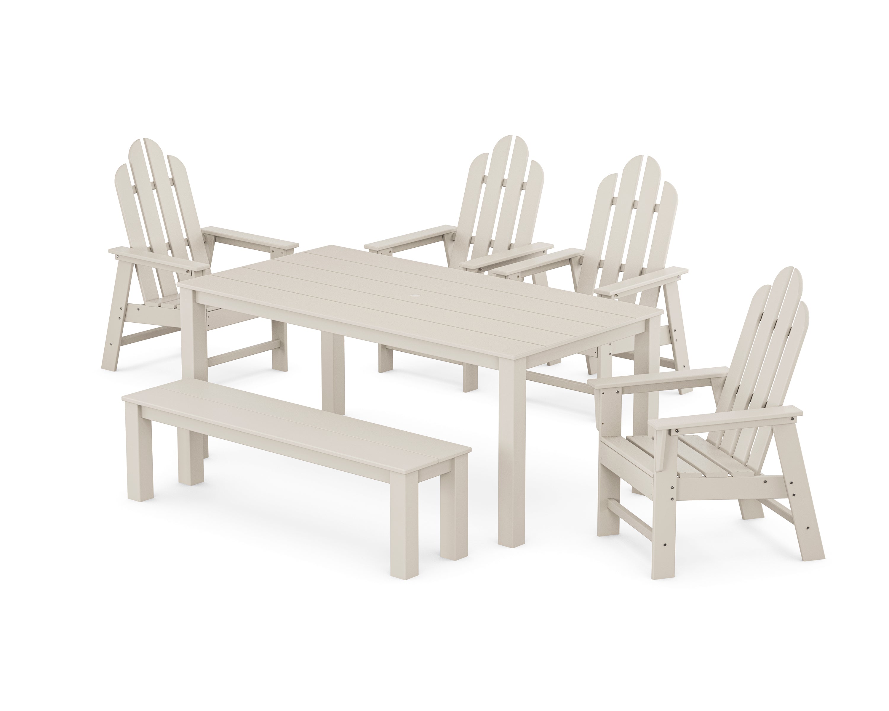 POLYWOOD® Long Island 6-Piece Parsons Dining Set with Bench in Sand