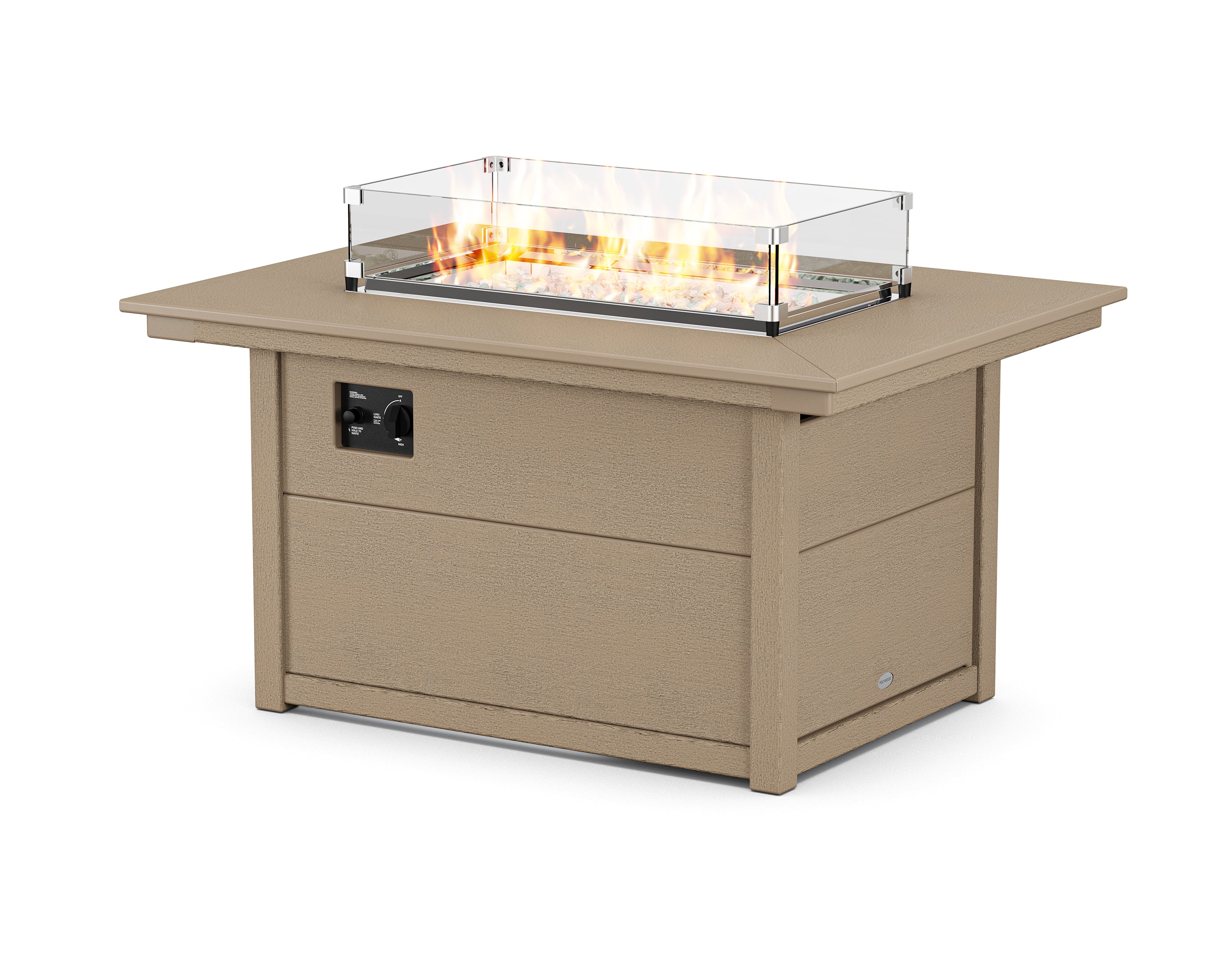 POLYWOOD® Rectangle 34" X 46" Fire Pit Table in Vintage Sahara