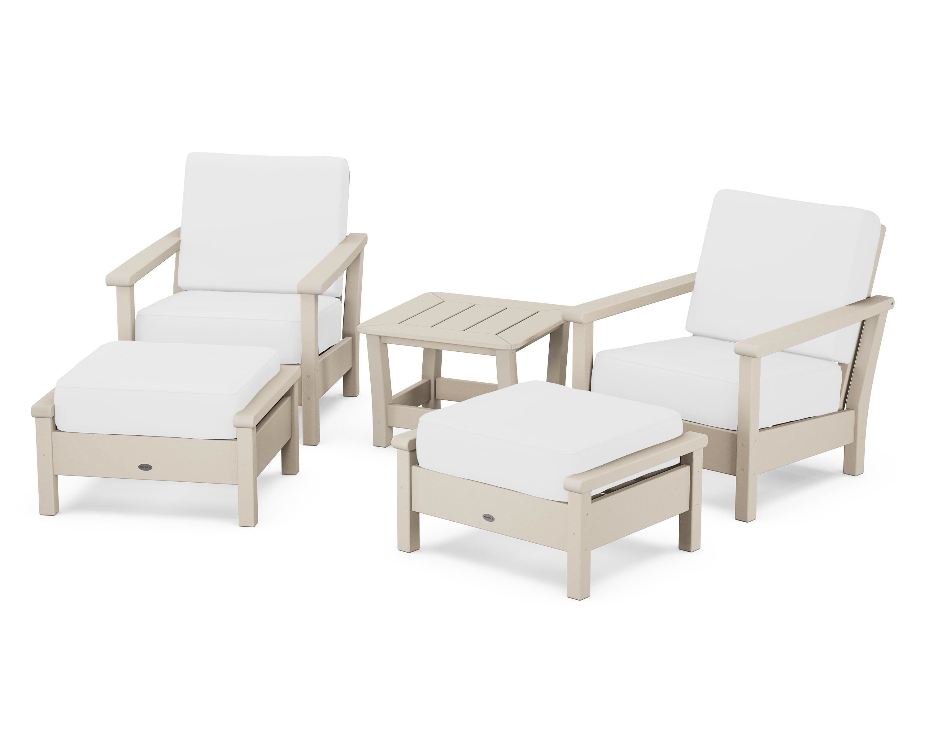 POLYWOOD Harbour 5-Piece Deep Seating Chair Set in Sand / Natural
