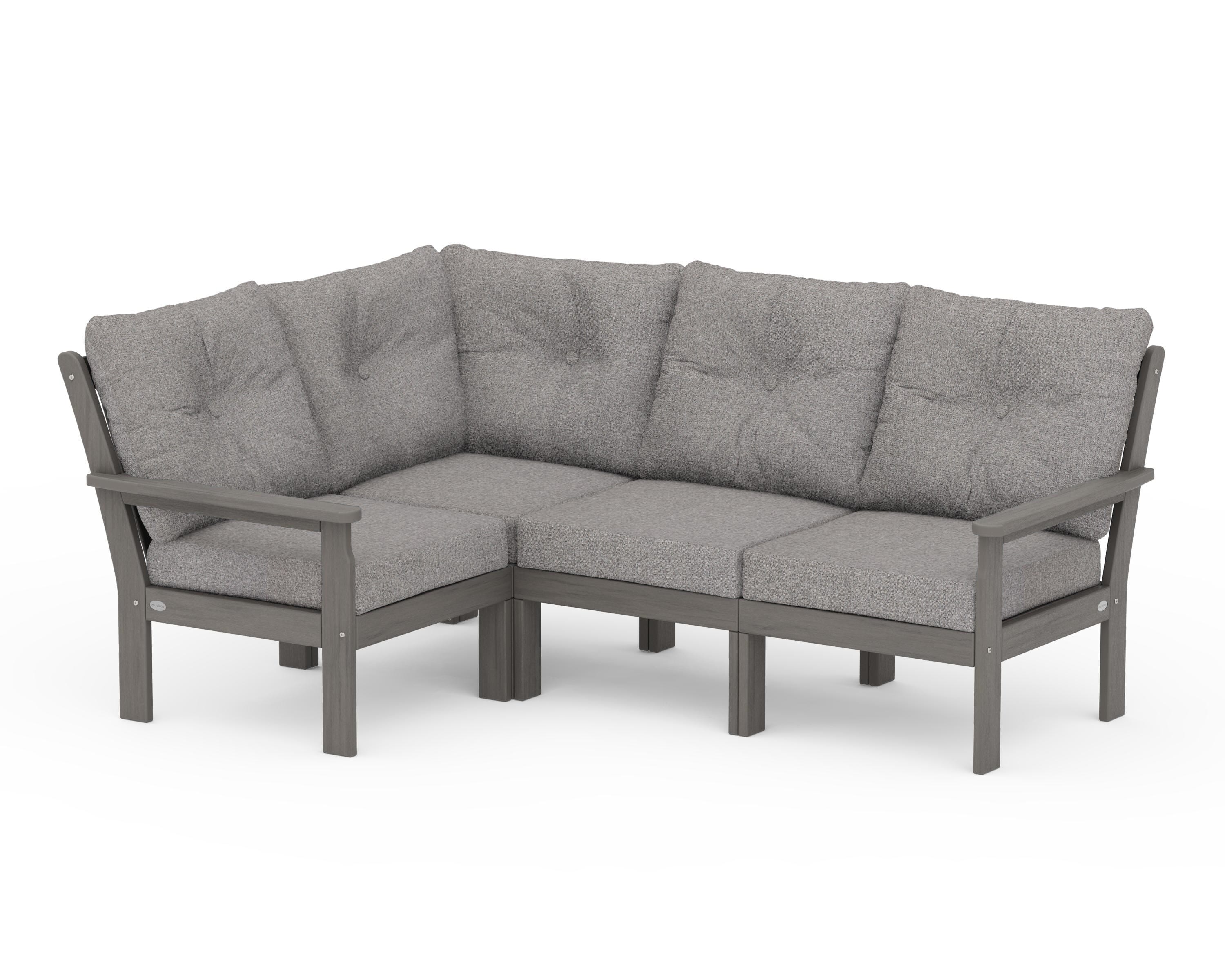POLYWOOD Vineyard 4-Piece Sectional in Driftwood / Grey Mist