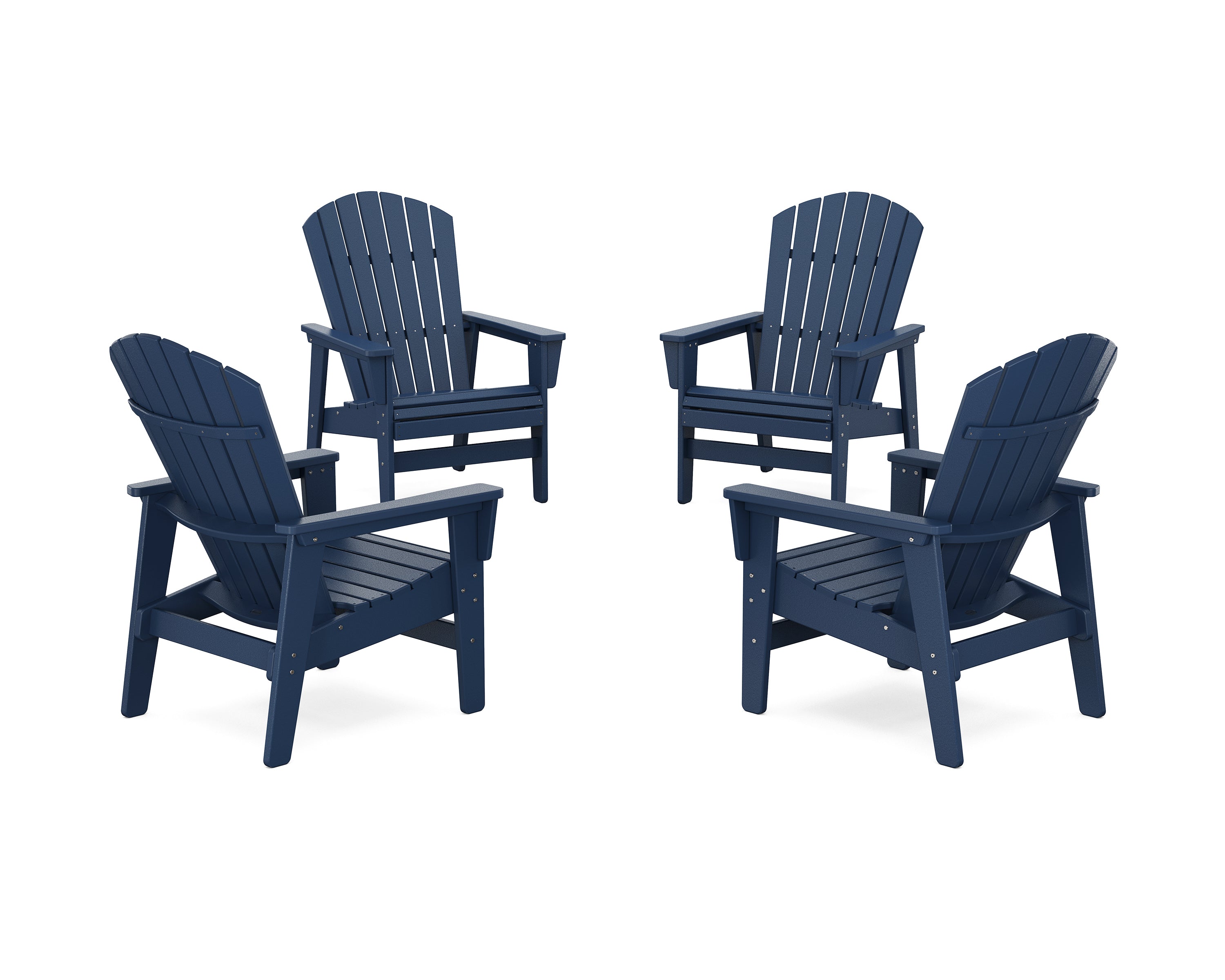 POLYWOOD® 4-Piece Nautical Grand Upright Adirondack Chair Conversation Set in Navy