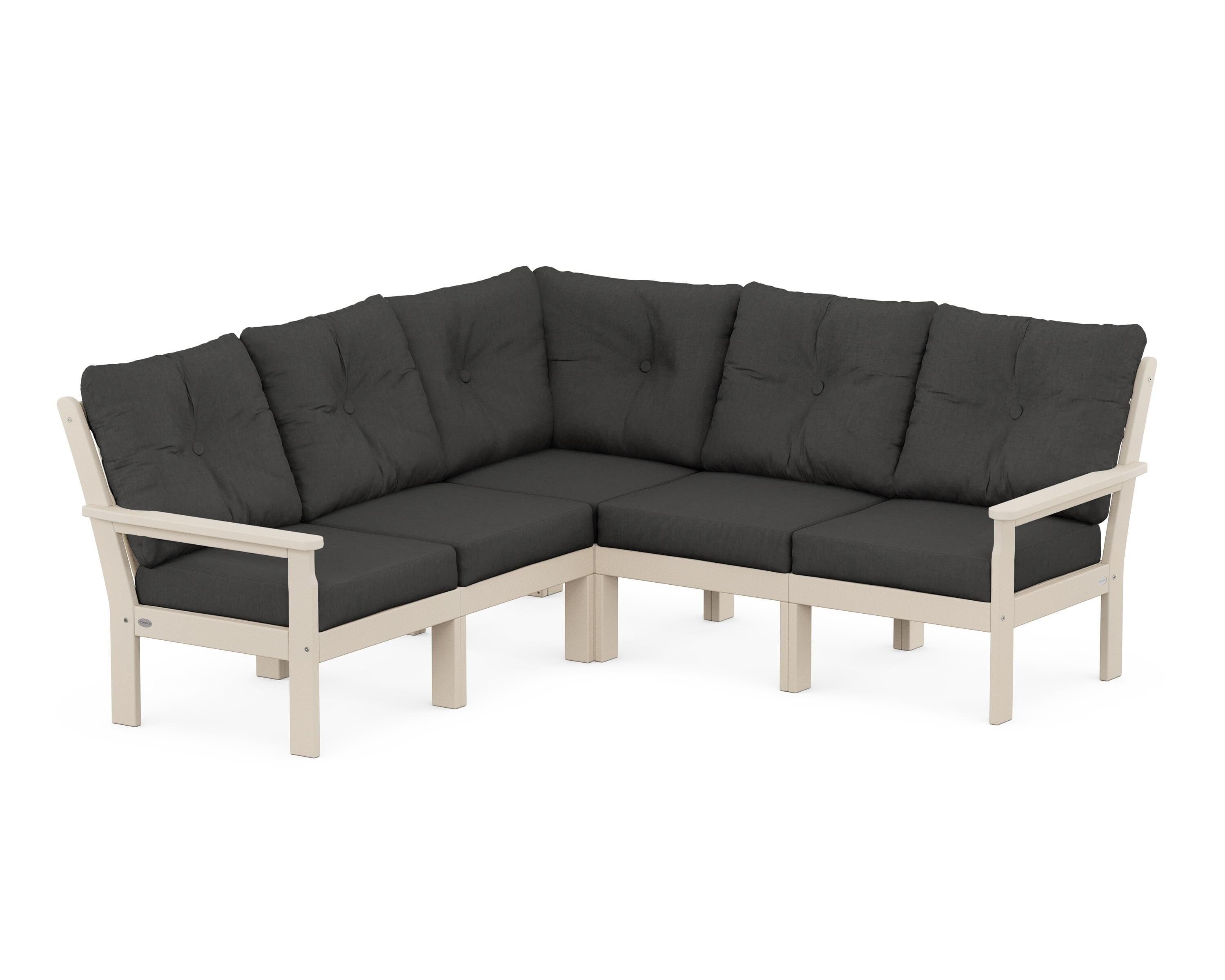 POLYWOOD Vineyard 5-Piece Sectional in Sand / Spectrum Carbon