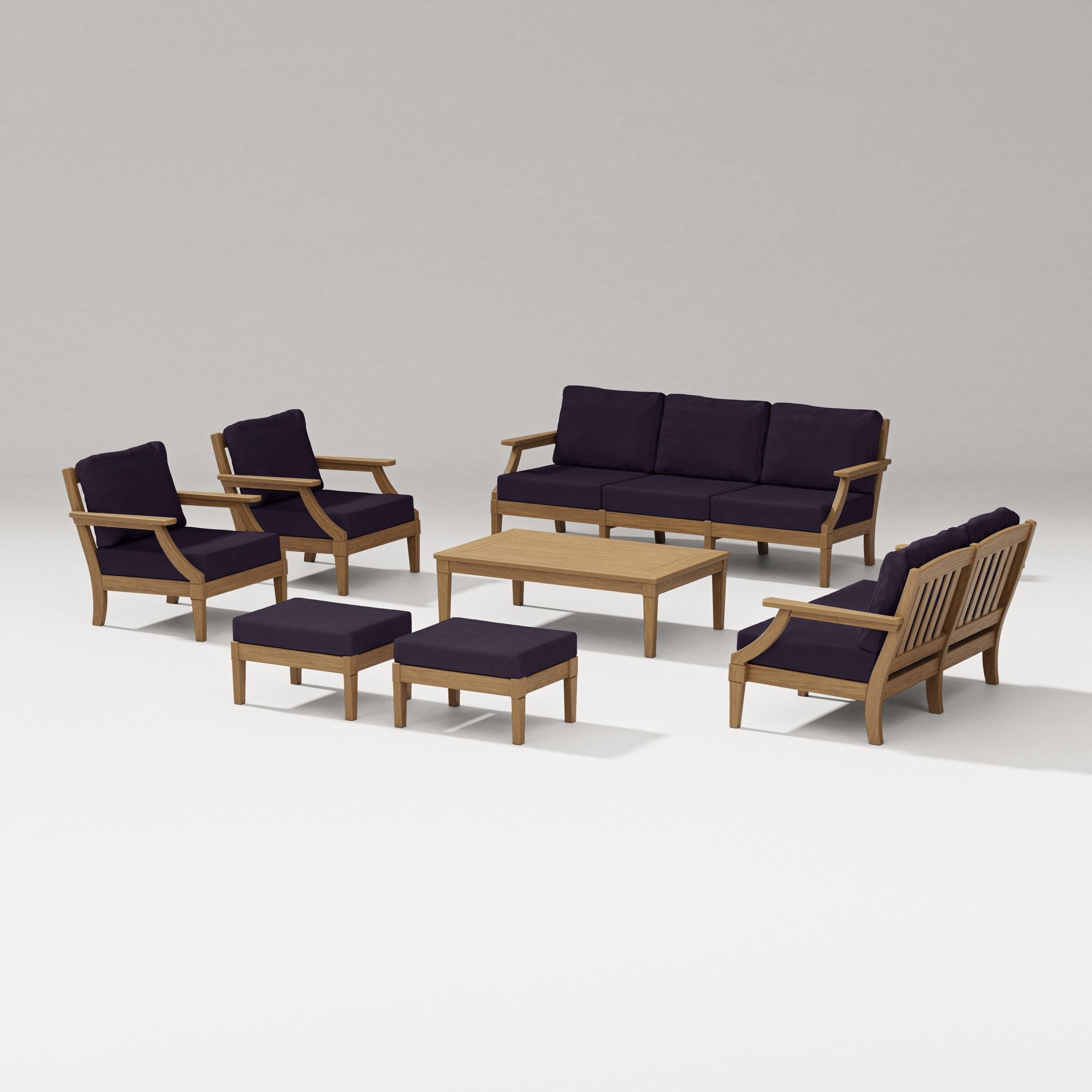 PW Designer Series Estate 7-Piece Lounge Sofa Set in Natural / Navy Linen