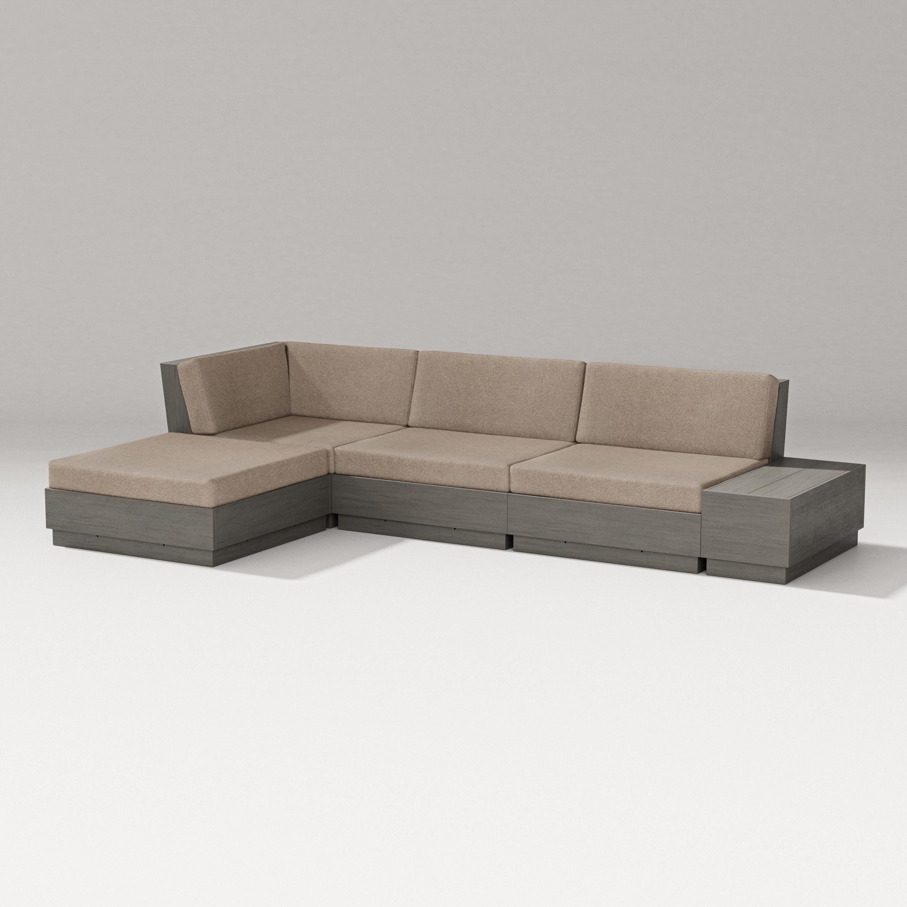 PW Designer Series Elevate Chaise Sectional in Driftwood / Spiced Burlap