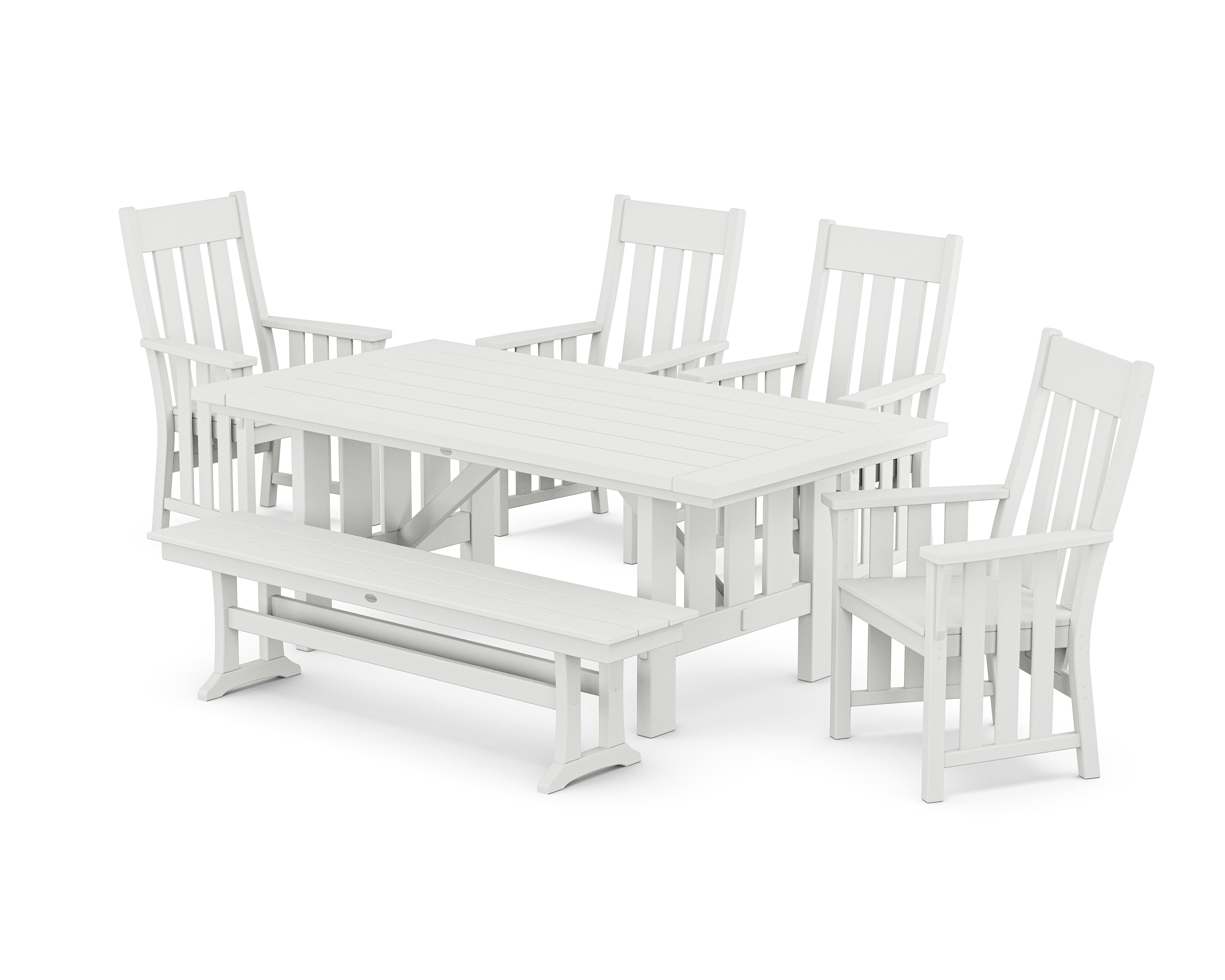 Martha Stewart by POLYWOOD® Acadia 6-Piece Dining Set with Bench in White