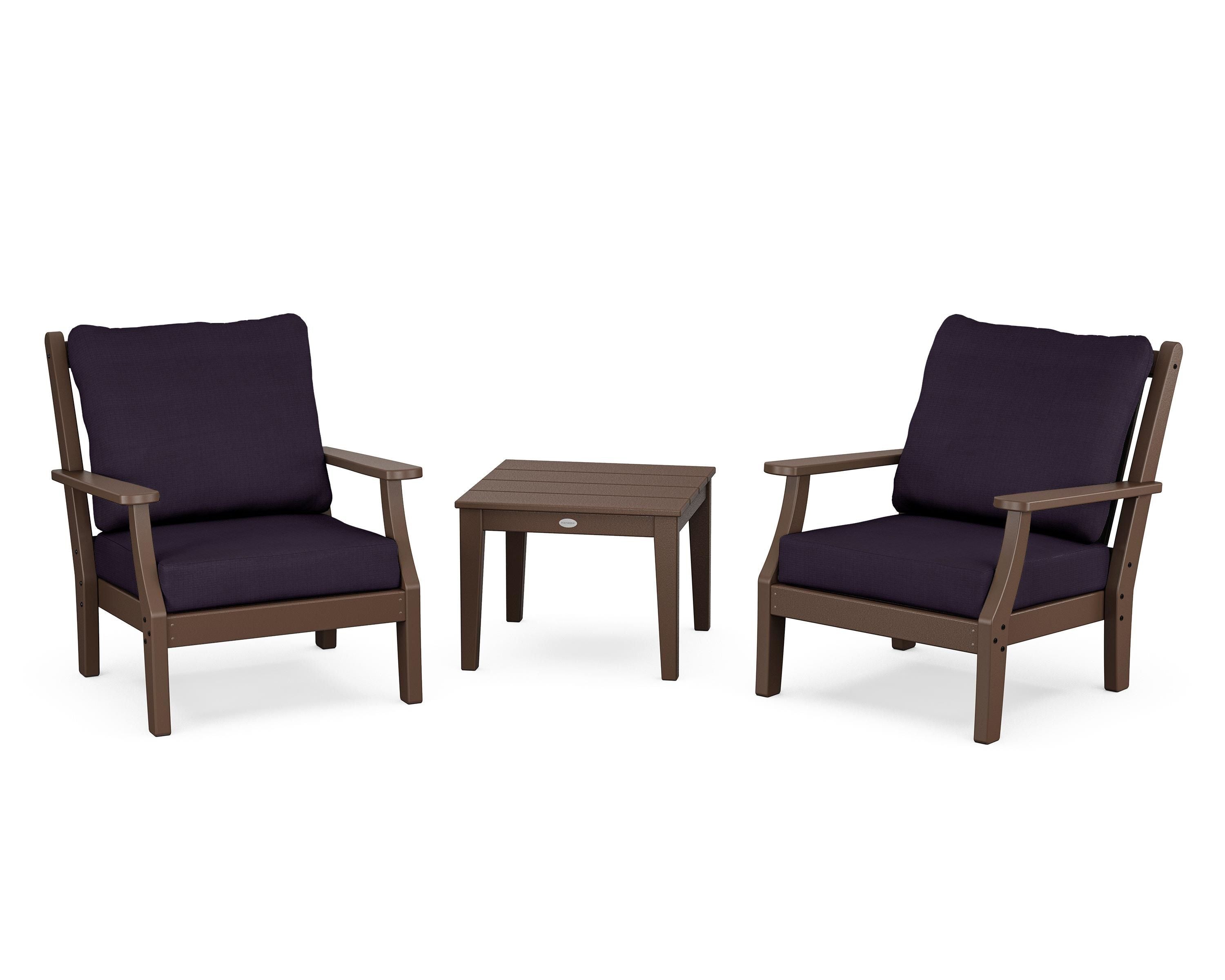 Country Living Wovendale 3-Piece Deep Seating Set in Mahogany / Navy Linen