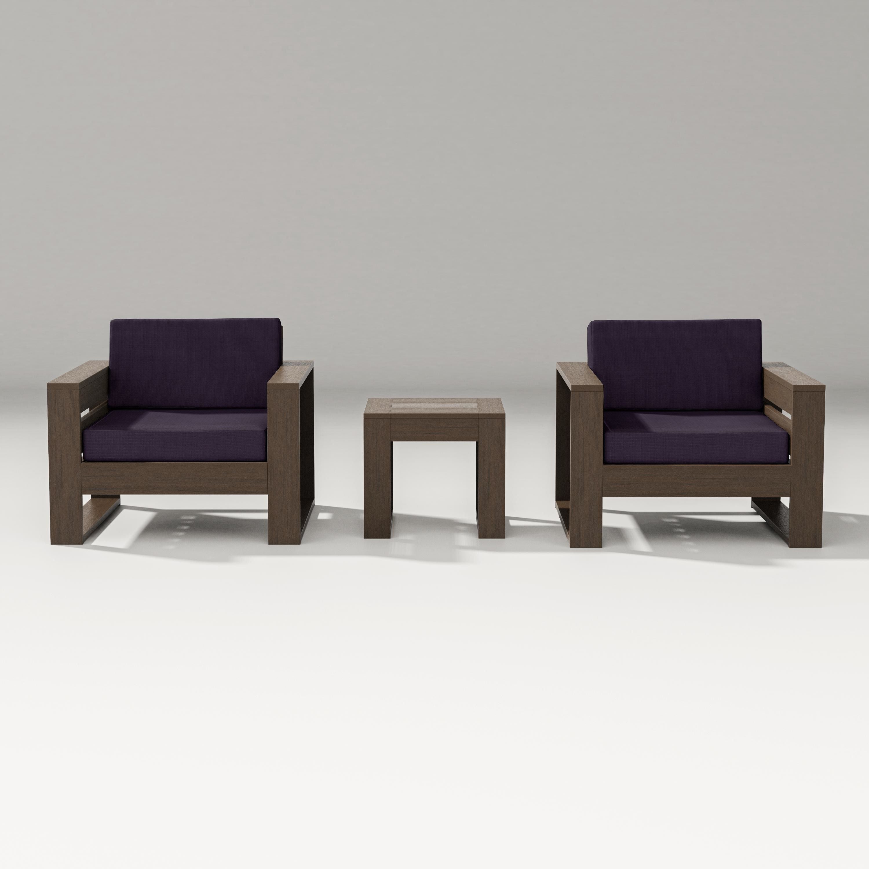 PW Designer Series Latitude 3-Piece Lounge Chair Set in Kona / Navy Linen
